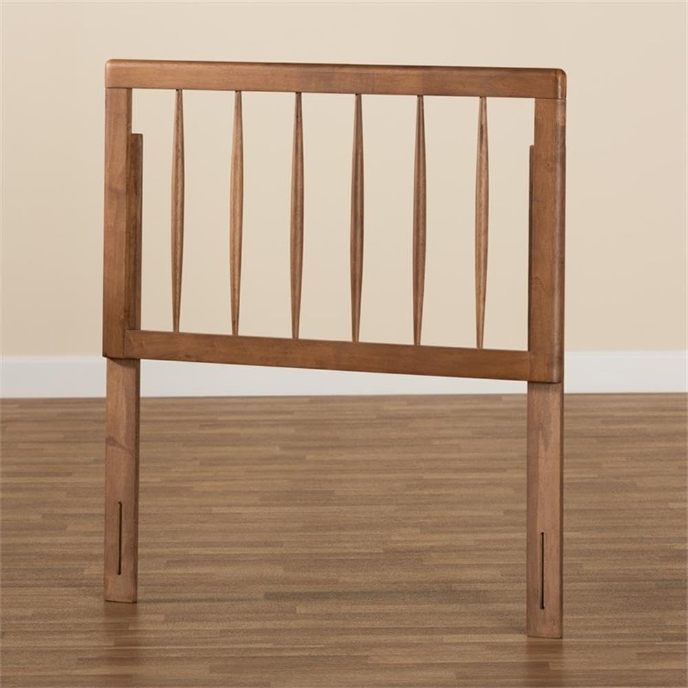 BOWERY HILL Modern Rubber Wood Twin Size Headboard in Walnut - Solid Wood Bed Frame Headboard for Kids, Teens & Guest Rooms - Perfect for Bedroom Decor & Space Saving Solutions