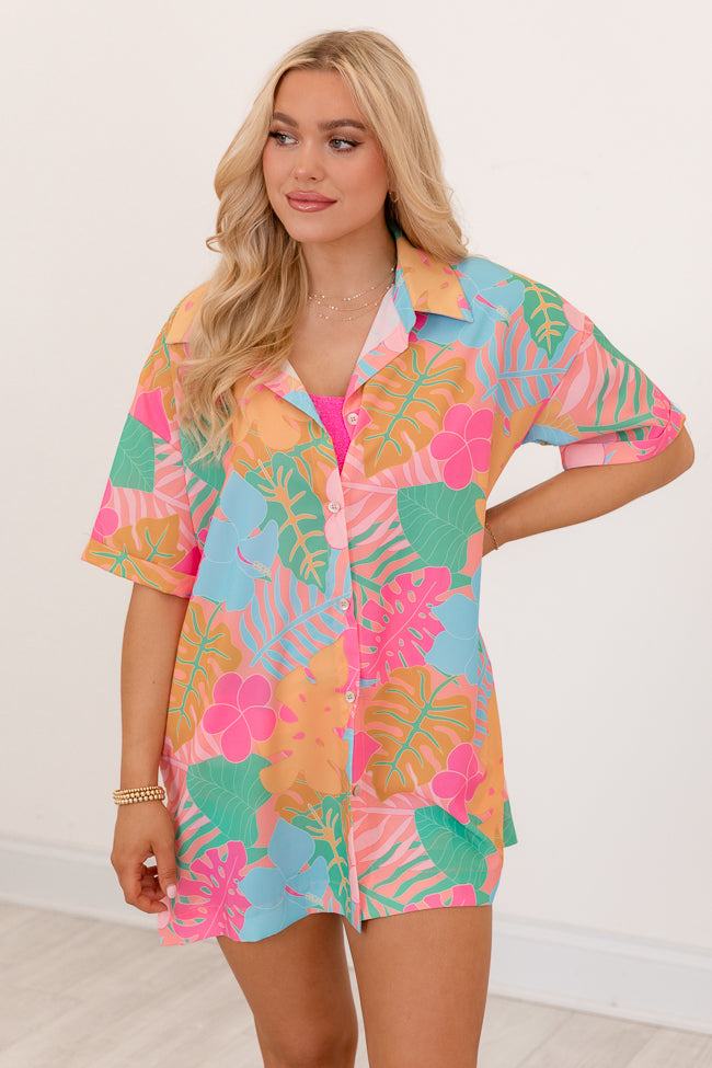 Kabana Krew Bold Tropical Print Button Up Shirt for Men - Hawaiian Aloha Shirt with Short Sleeves - Perfect for Beach Vacation, Summer Party & Casual Wear