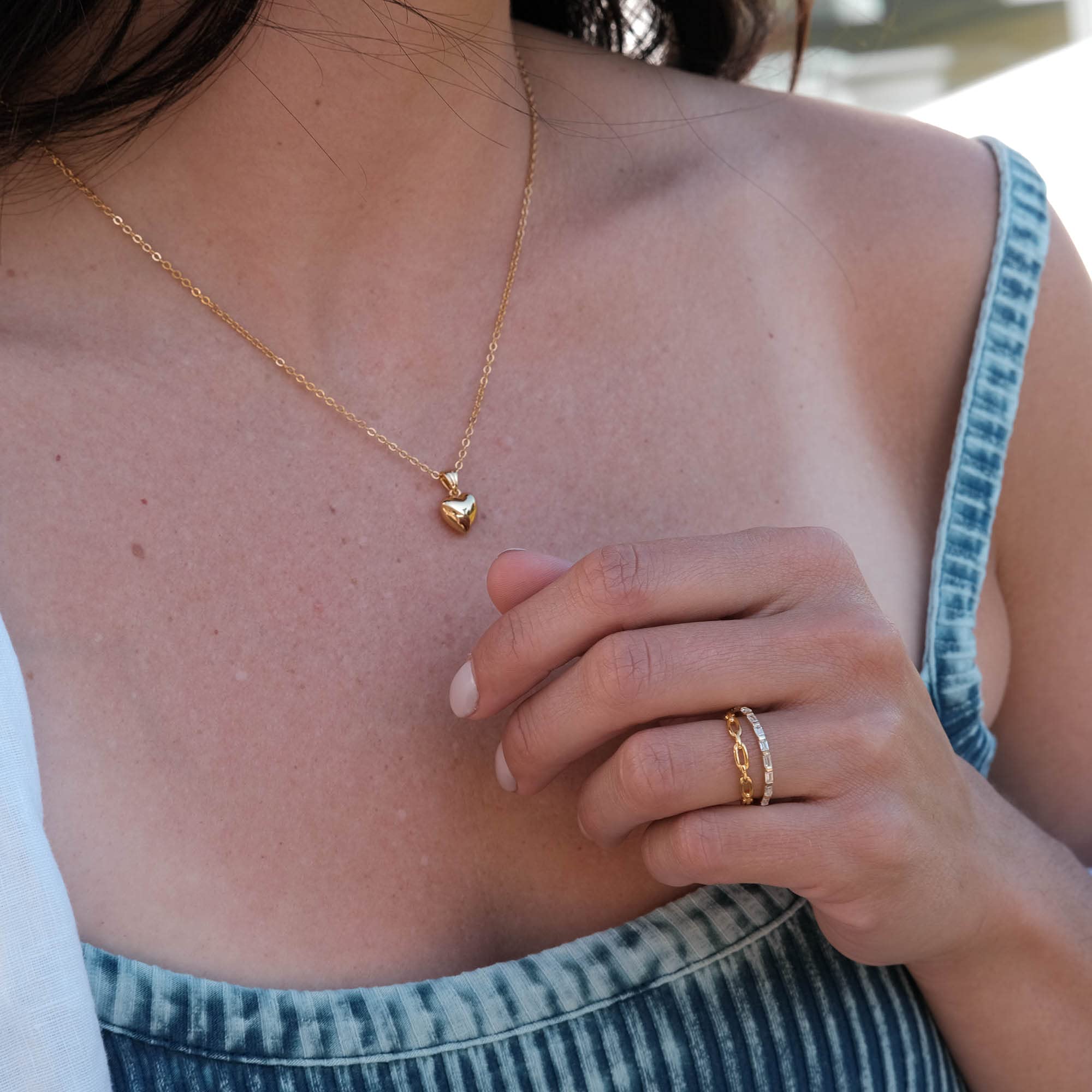 18K Gold Plated Simple Link Ring for Women - Minimalist Stacking Band, Dainty Gold Rings for Everyday Wear | Perfect for Layering, Gifts & Special Occasions
