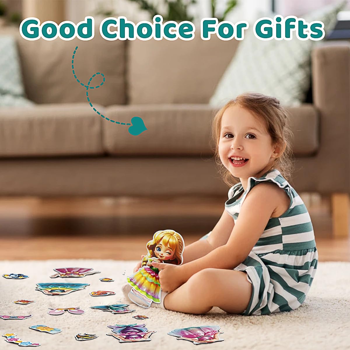 Magnetic Dress Up Dolls for Girls Ages 3-7 | DIY Princess Paper Doll Set with 2 Themed Outfits (Mermaid & Elf) | Pretend Play Travel Toy for Kids | Perfect for Birthday Gifts, Travel Entertainment & Creative Play
