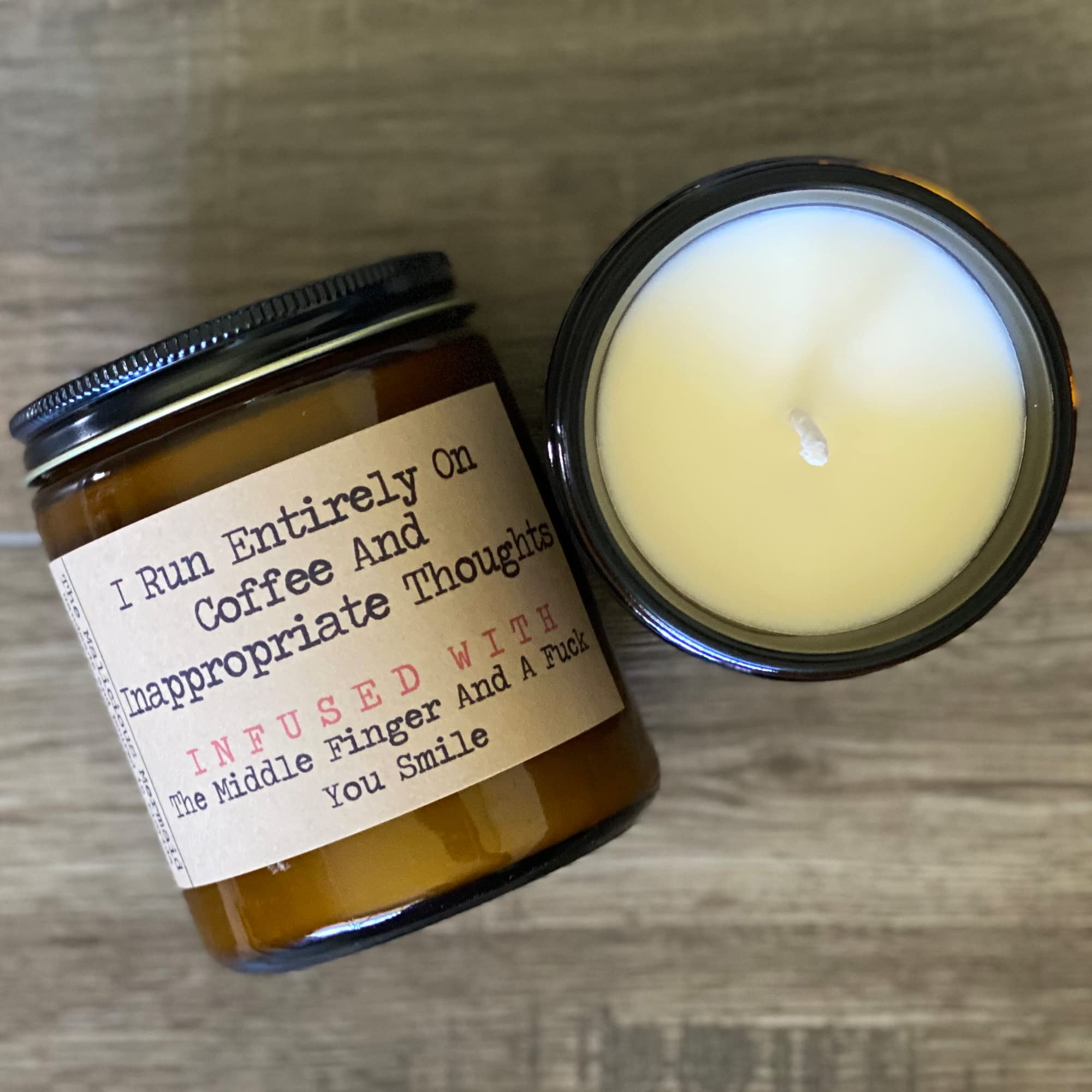 Premium Snarky Mermaid Soy Candle in Jar - USA Made Scented Candle with Humorous 'I Run on Coffee & Attitude' Design - Perfect for Home Decor, Gifts & Stress Relief