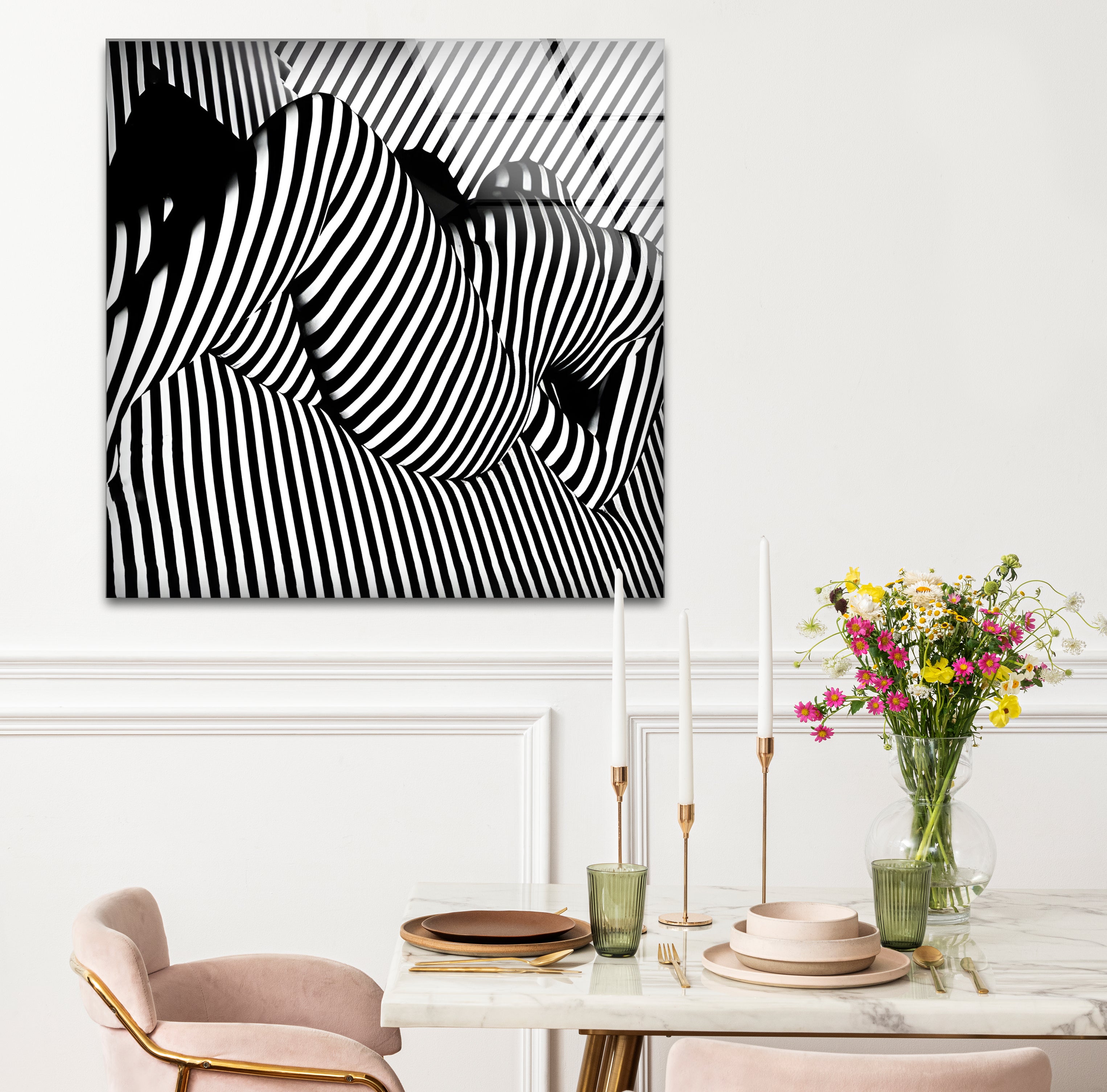 Elegant Black and White Female Body Glass Wall Art - Modern Home Decor for Living Room, Bedroom & Office