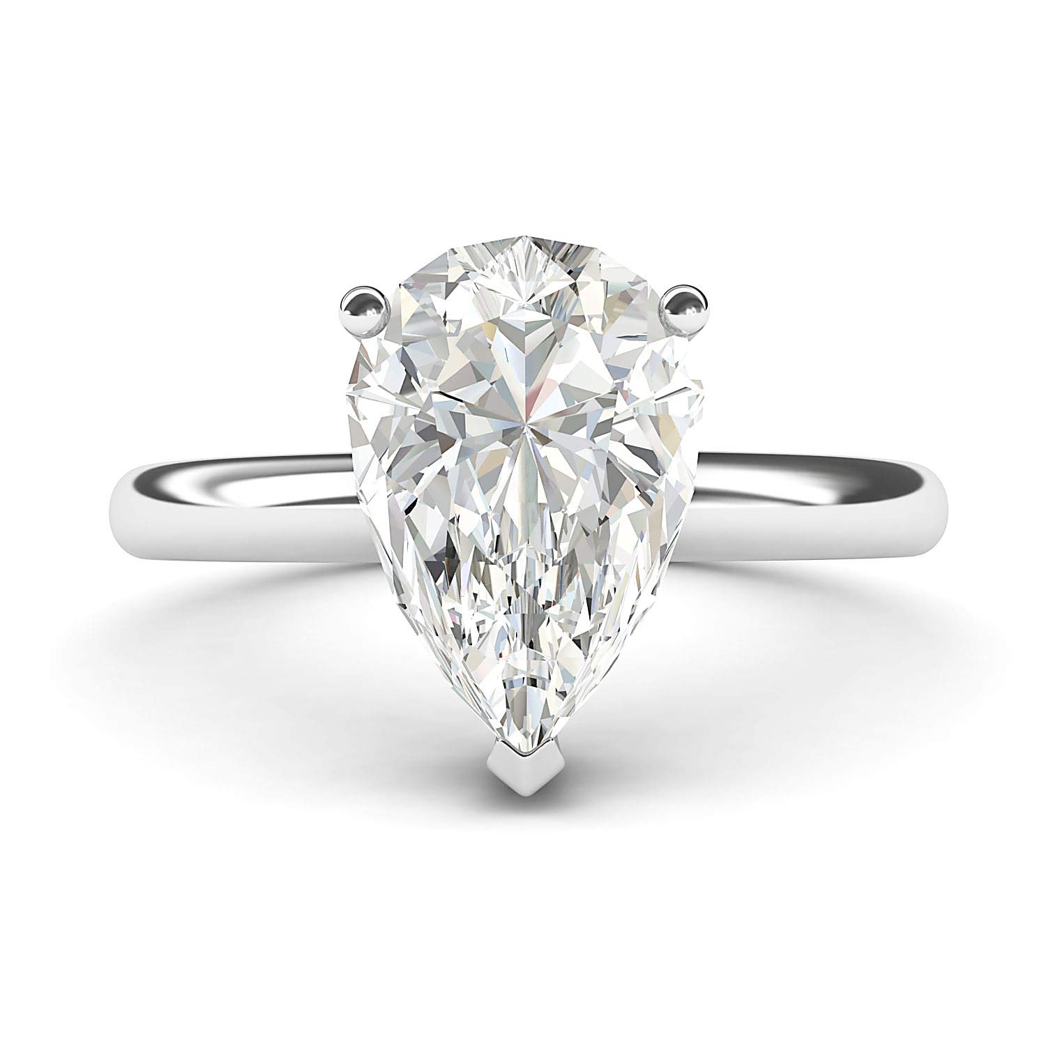 14K White Gold 8x12mm Pear-Shaped Simulated Diamond Engagement Ring for Women - Elegant Promise Wedding Band, Perfect for Proposals, Anniversaries & Bridal Jewelry Gifts