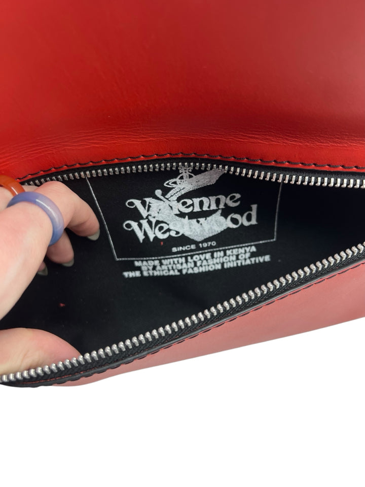 Vivienne Westwood Stop Climate Change Leather Clutch Bag - Eco-Friendly Designer Handbag for Women, Sustainable Fashion Accessory for Parties, Events & Everyday Use