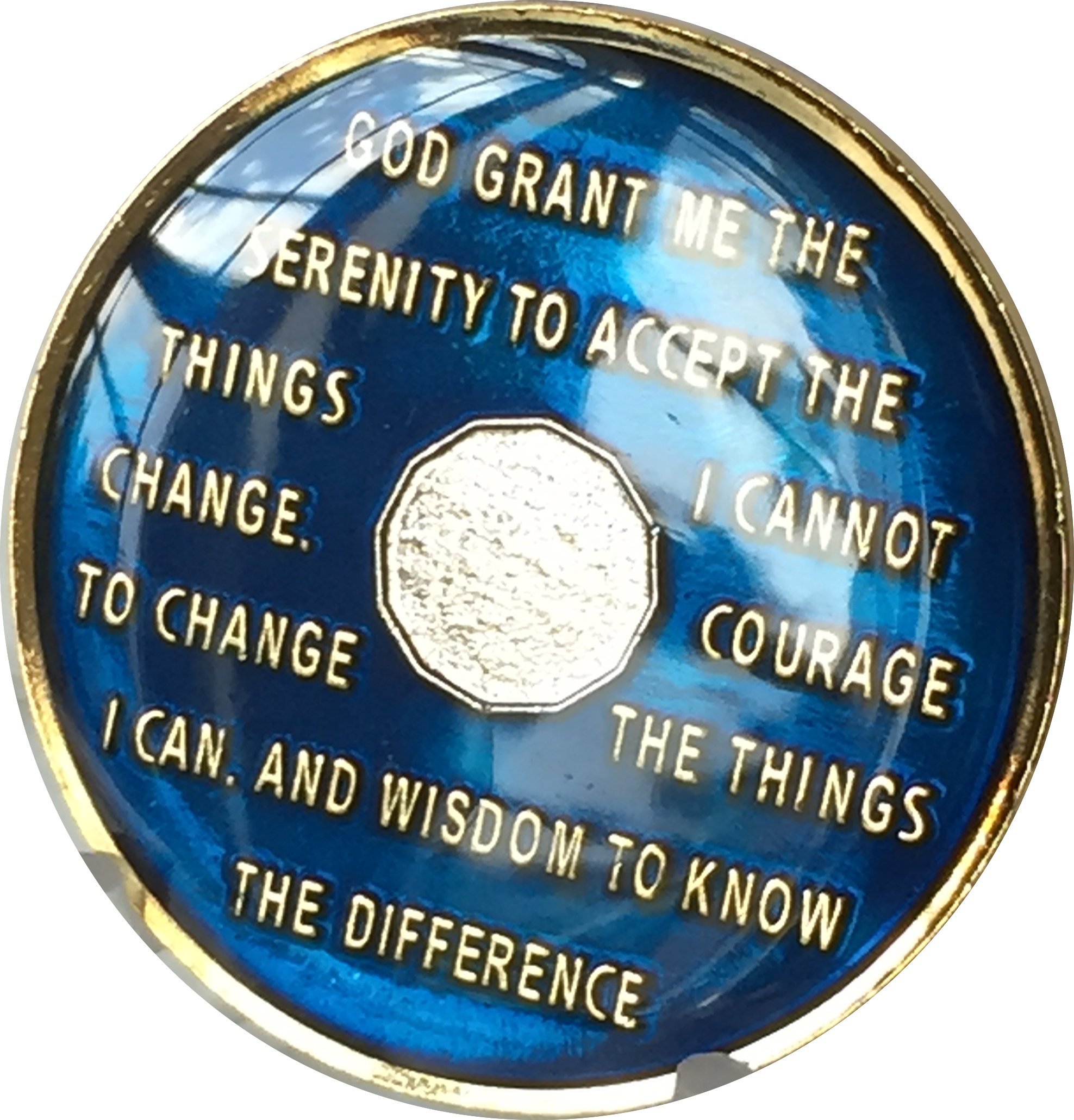 6 Year Midnight Blue AA Medallion Chip Tri Plate Gold & Nickel Plated Serenity Prayer - Perfect for Recovery Gifts, Sobriety Tokens & 12-Step Program Support
