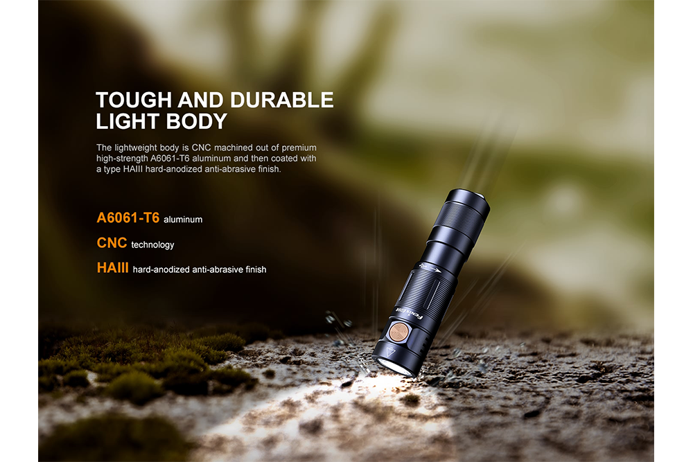 Fenix E09R Rechargeable Flashlight 600 Lumens - Compact High Output LED Torch for Camping, Hiking & Emergency Use