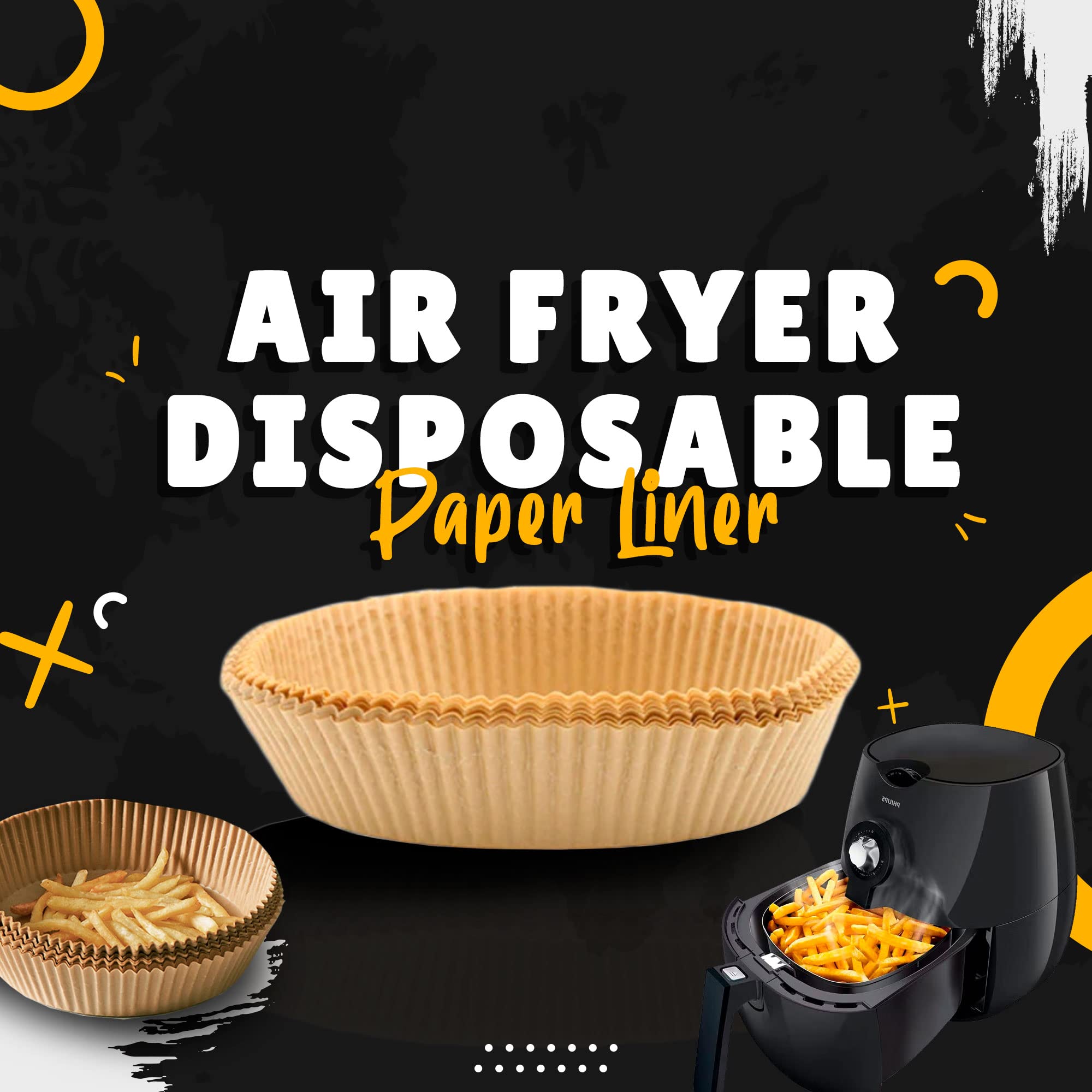 51 Pack 6.5 Inch Air Fryer Liners - Non-Stick Disposable Baking Parchment Paper for Air Fryer, Microwave & Oven - Oil & Water Proof Food Grade for Baking, Roasting & Cooking | Perfect for Quick Meals, Healthy Snacks & Family Dinners