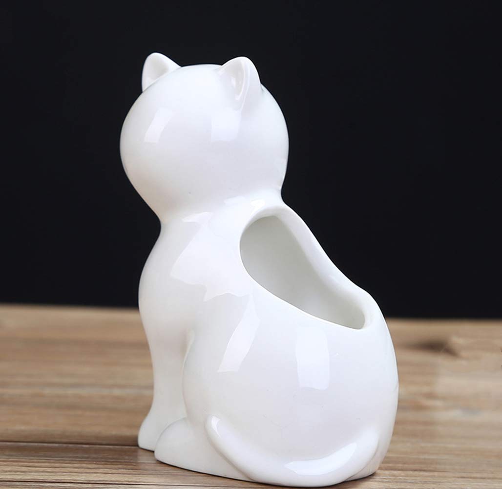 Adorable Ceramic Cat Succulent Pots - Mini Cactus & Flower Planters in White - Perfect for Home Decor, Office Desk & Gift Ideas