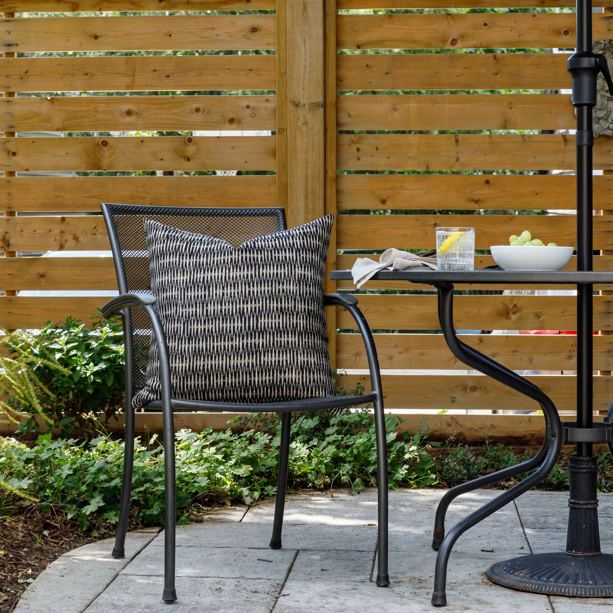 Bilbao 22x22 Outdoor Pillow - Waterproof Carbon Fiber Design - Perfect for Patio, Poolside & Garden Decor