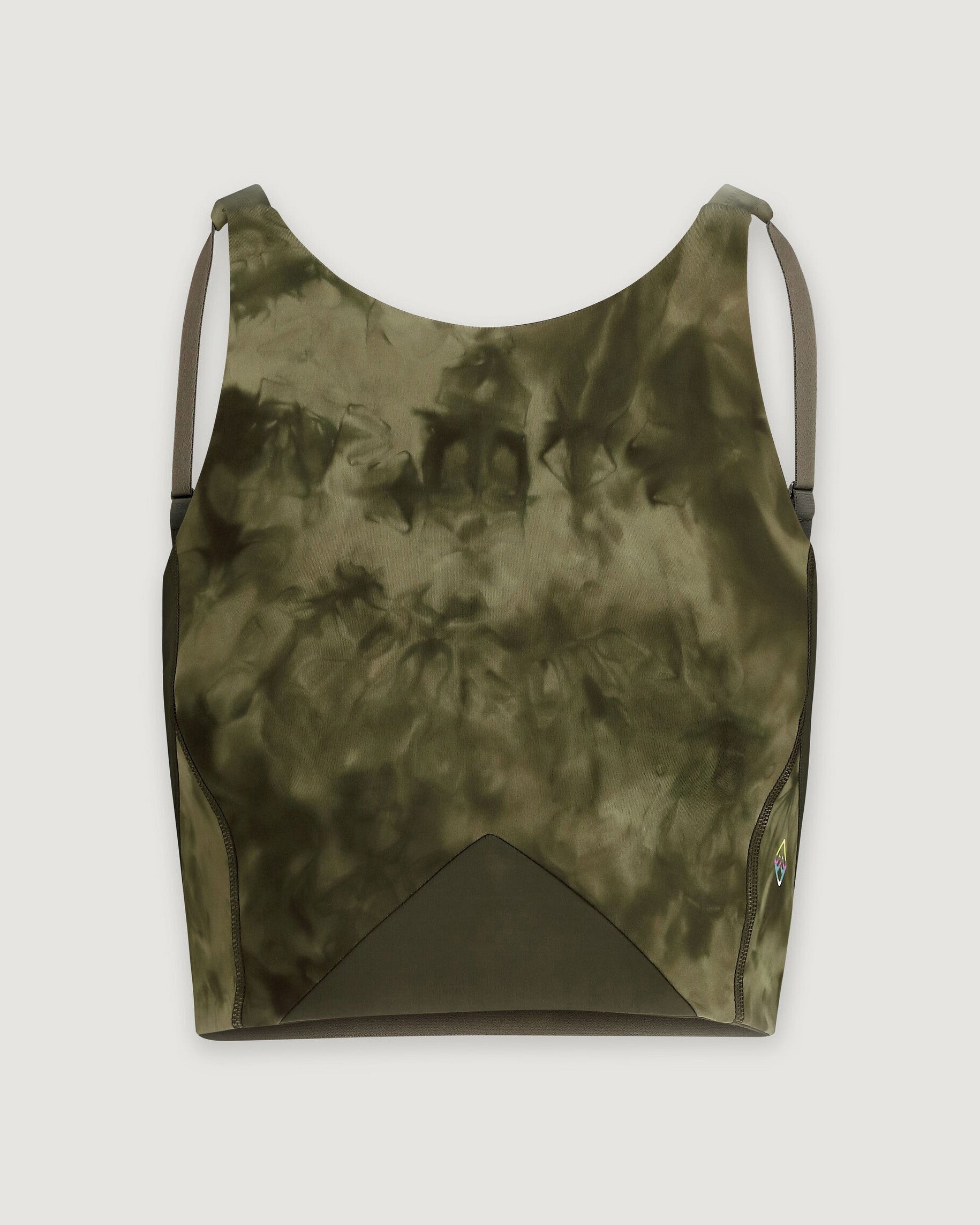 WELL.DER.NESS Women's Workout Crop Top - Beech Sunburst Print Athletic Shirt for Yoga, Running & Gym Fitness
