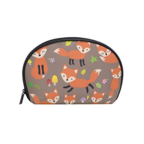 Portable Travel Makeup Bag - Waterproof Cosmetic Organizer with Orange Fox Design, Toiletry Pouch for Women | Perfect for Vacation, Gym & Daily Essentials Storage