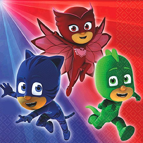 PJ Masks MEGA Deluxe Birthday Party Pack for 16 - Plates, Napkins, Cups, Table Cover, Candles & Balloons - Kids Superhero Themed Party Supplies for Birthdays & Celebrations