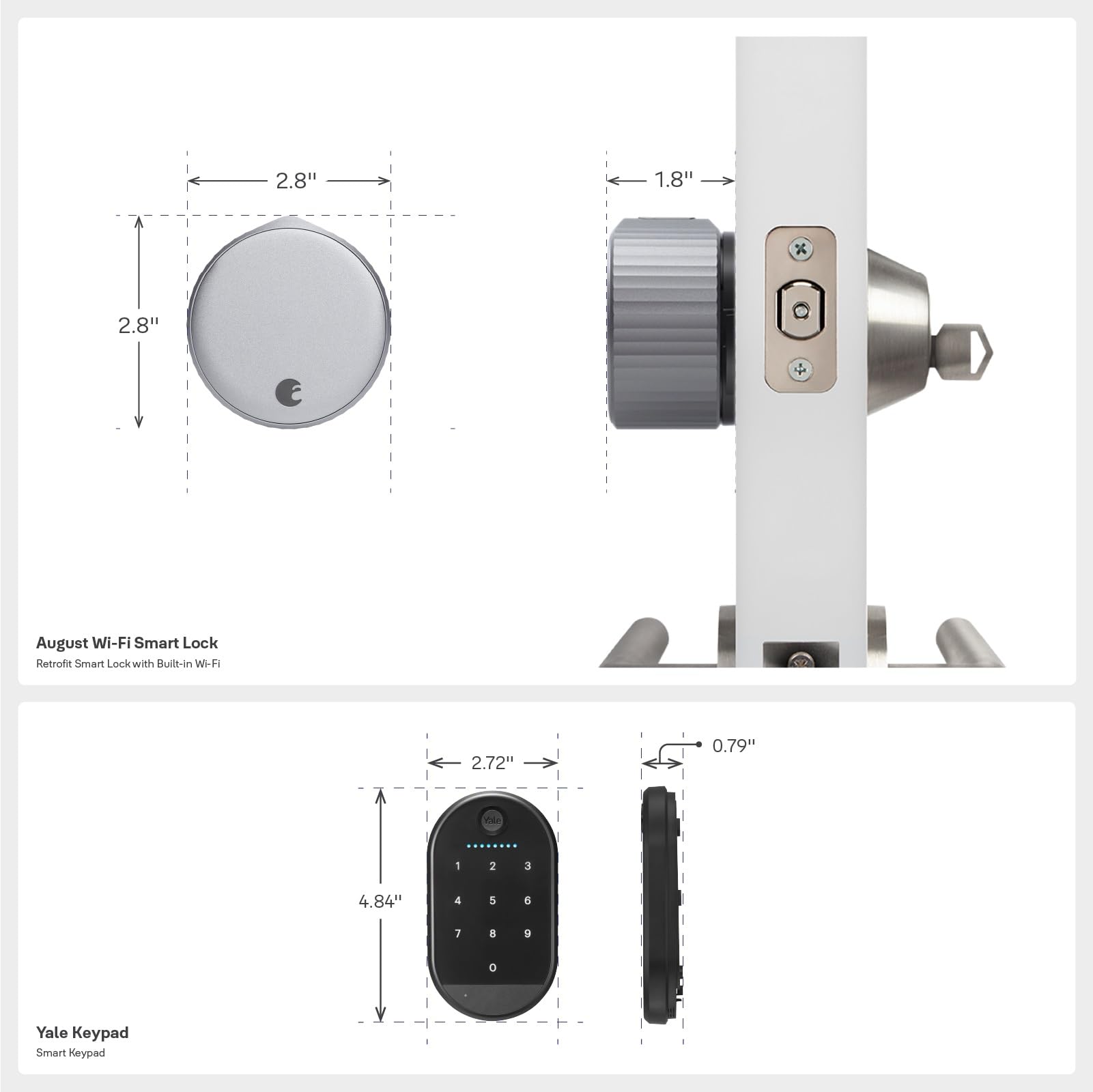 August Wi-Fi Smart Lock with Keypad by Yale - Keyless Entry, Remote Access & Auto-Lock - Perfect for Home Security & Vacation Rentals (Silver)