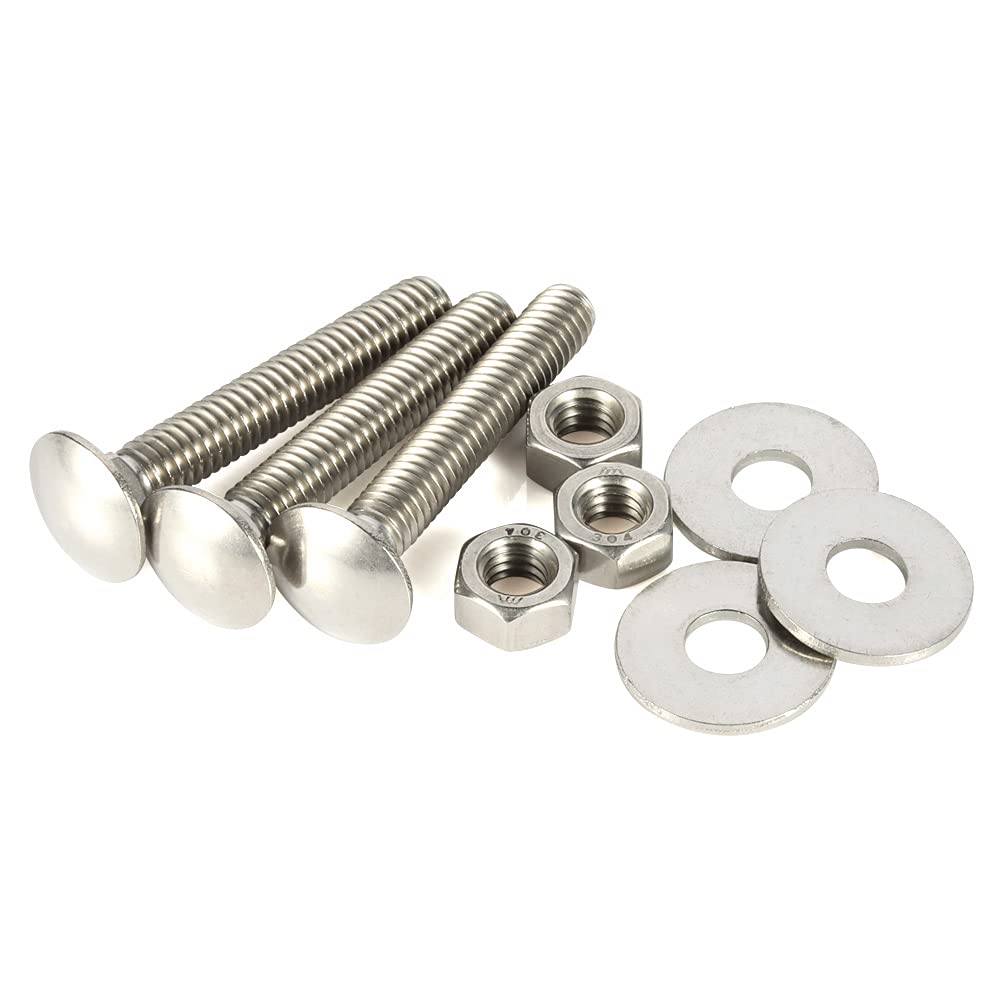 Stainless Steel 304 Carriage Bolts & Nuts Kit - 10 Sets for Furniture & DIY