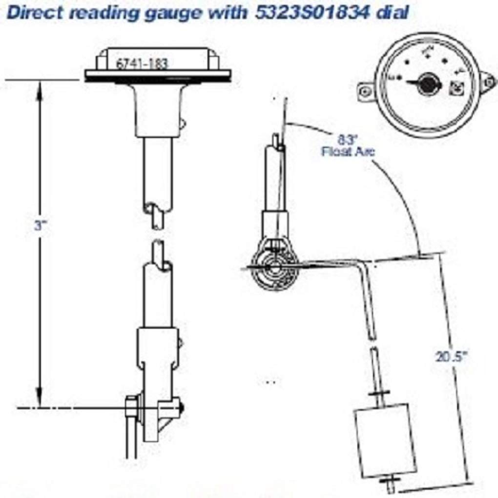 Rochester Gauge 6781 Series Adjustable Swing Arm Fuel & Oil Level Gauge 6