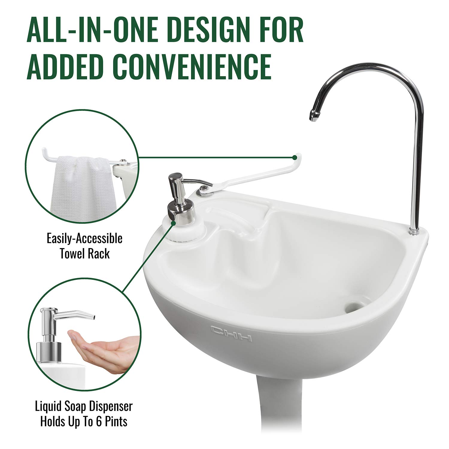 Hike Crew Portable Outdoor Foot Pump Camping Sink - Collapsible Hand Wash Basin with 5 Gallon (19L) Water Tank, Wheels, Soap Dispenser, Gooseneck Faucet & Towel Holder - Perfect for RV Trips, Camping, Travel, Worksites & Outdoor Adventures