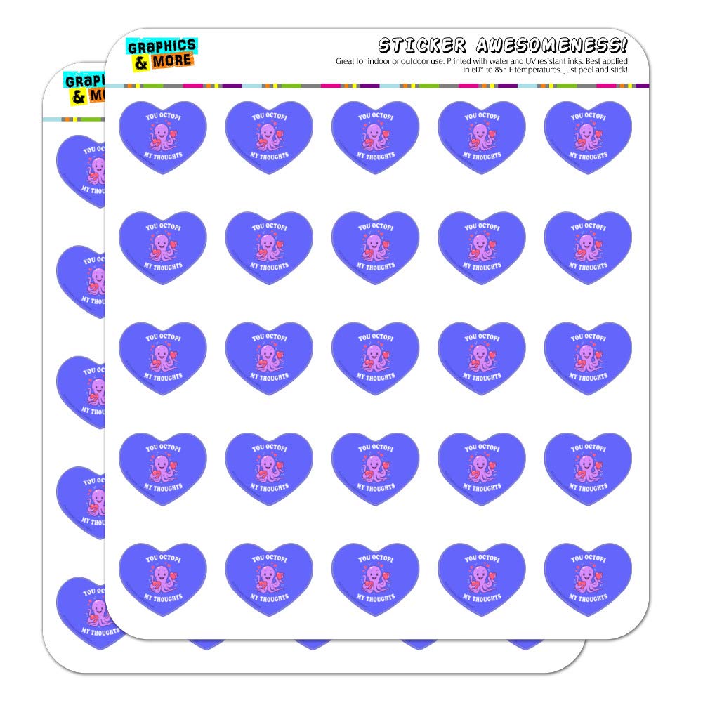 Funny Occupy Octopus Heart Shaped Planner Stickers - Cute Humor Scrapbook & Craft Decals for Journals, Calendars, DIY Projects - Perfect for Bullet Journaling, Gift Wrapping, and School Supplies