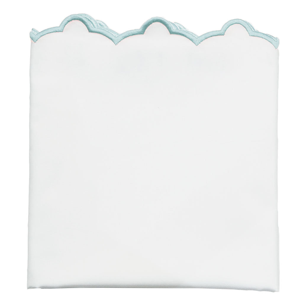 Premium Porcelain Green Scalloped Embroidered Pillowcase Set of 2 - Luxury Bedding for Master Bedroom & Guest Room Decor