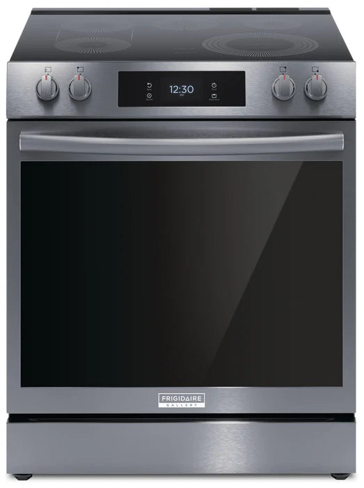 Frigidaire Gallery GCFE306CBD 30-Inch Black Stainless Steel Front Control Electric Range with Total Convection - Perfect for Home Kitchens & Modern Cooking
