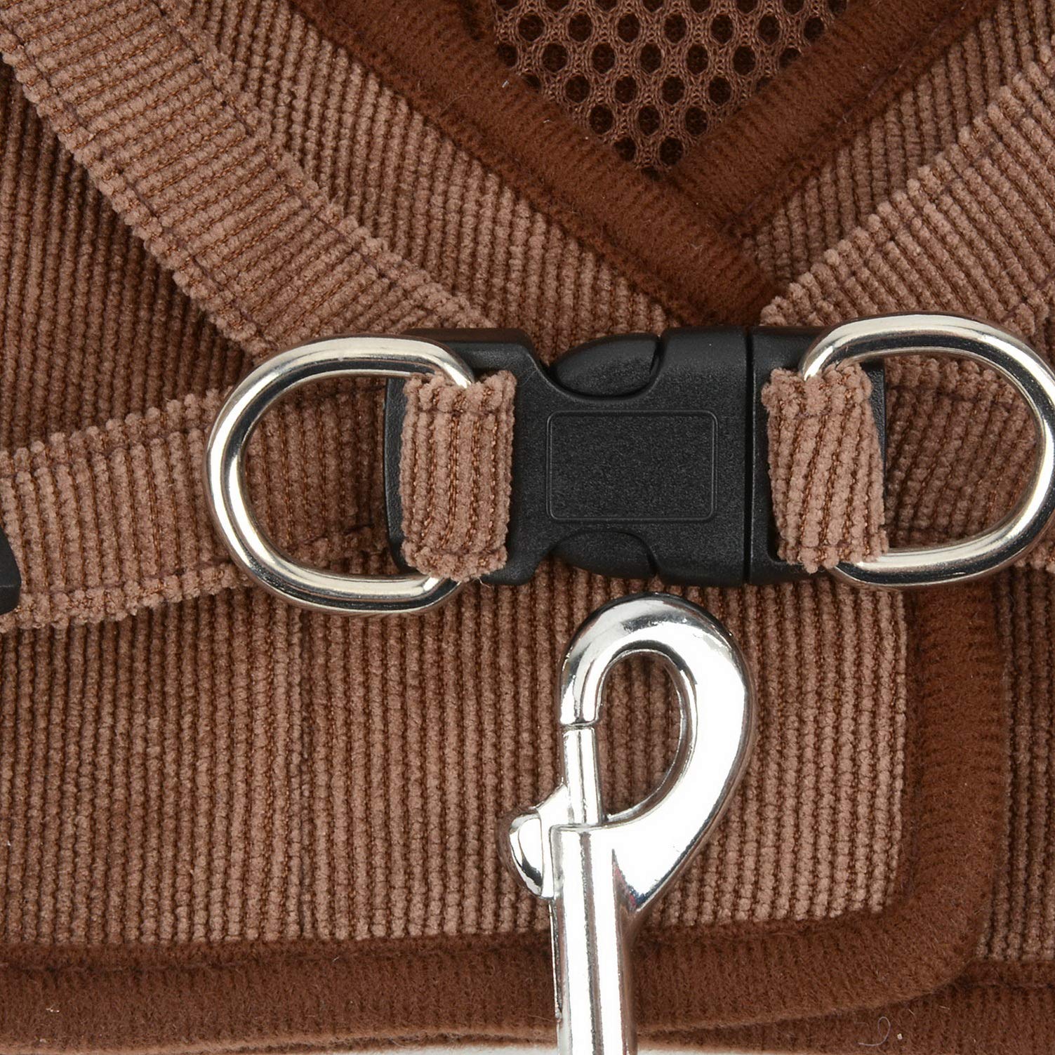 Escape-Proof Reflective Corduroy Cat Harness with Leash - Soft Mesh Padded, Adjustable No-Pull Design for Safe Walking - Step-in Dog Vest for Puppies & Kittens (Brown, Large) - Perfect for Night Walks, Outdoor Adventures & Pet Safety