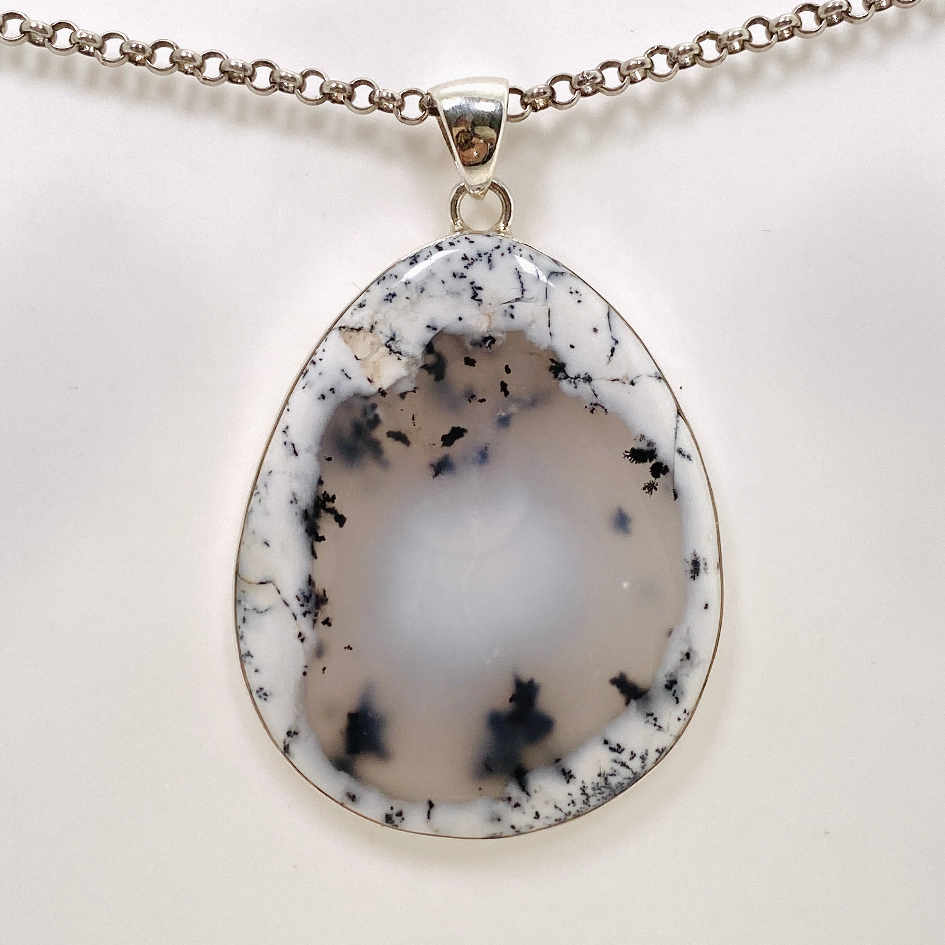 Dendritic Opal Freeform Cabochon Pendant KPGJ4678 - Unique Handmade Jewelry for Women, Natural Stone Necklace - Perfect for Boho Style, Gift Giving & Special Occasions