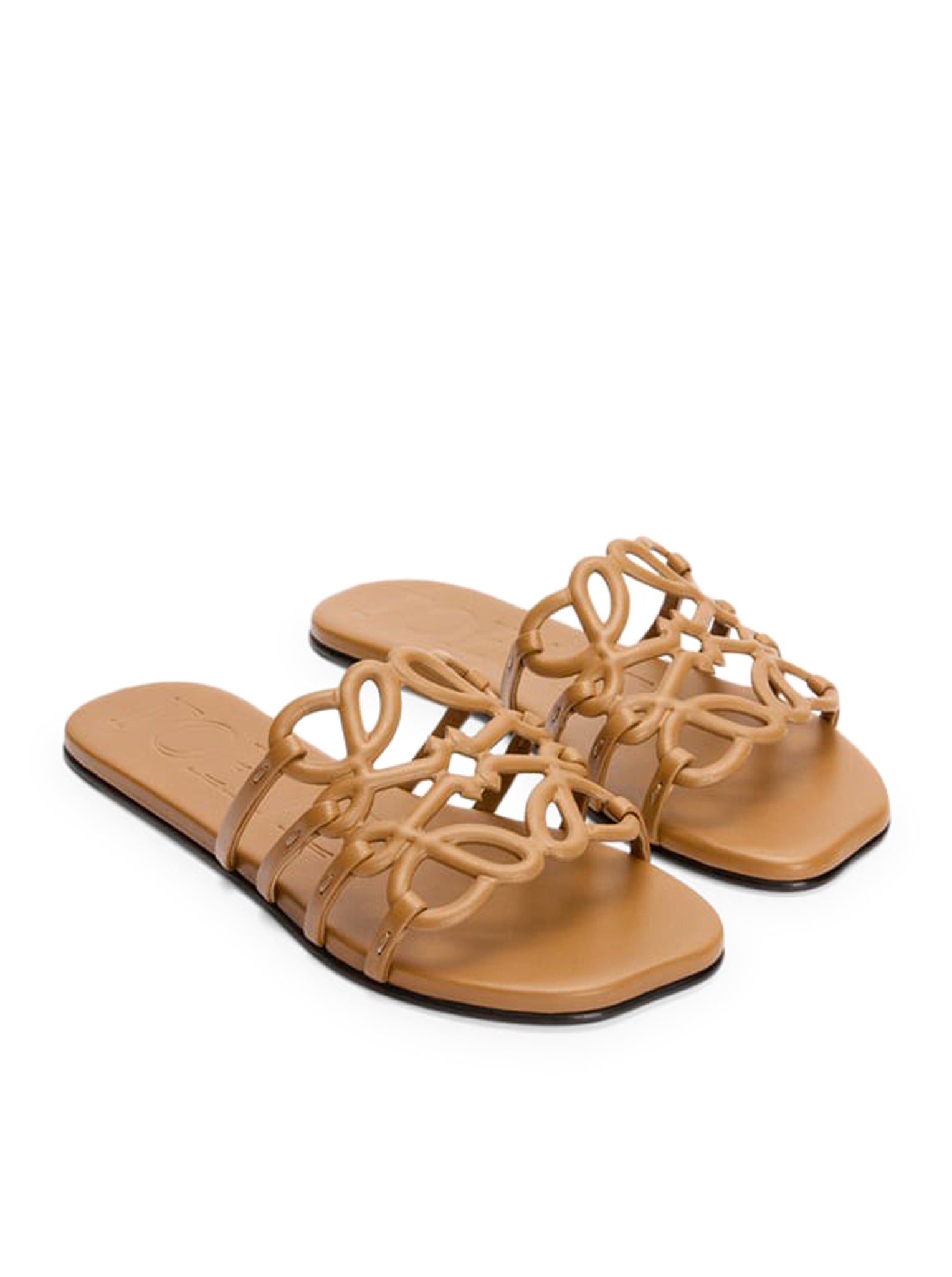 Petal Anagram Calfskin Sandals - Women's Luxury Leather Slide Sandals for Summer & Beach | Comfortable & Stylish Casual Footwear