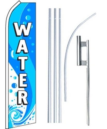Waterproof Blue & White Swooper Flutter Feather Flag with Pole & Ground Spike - Perfect for Outdoor Events, Sports Games, and Business Advertising
