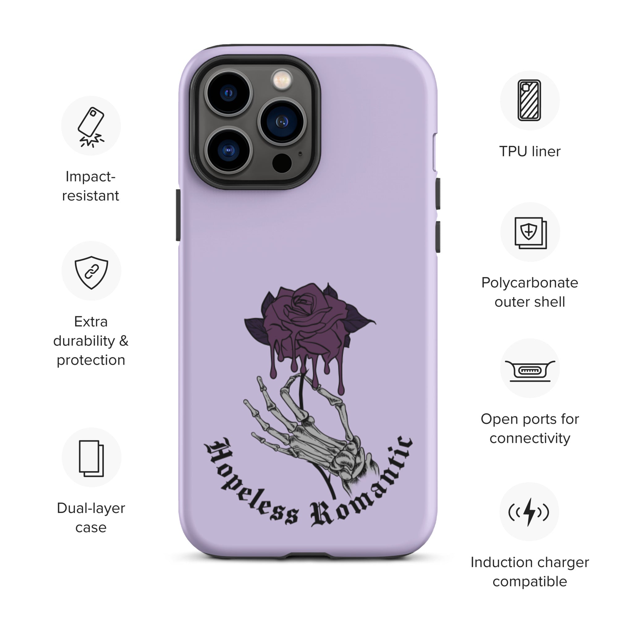 Hopeless Romantic Tough iPhone Case - Durable Protective Cover for iPhone [Model] - Perfect for Everyday Use, Travel & Outdoor Adventures