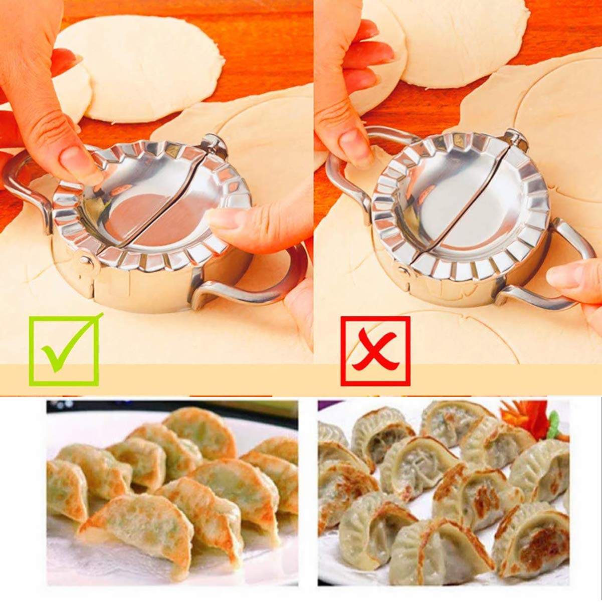 304 Stainless Steel Dumpling Maker & Empanada Press with Templates - Perfect for Pot Stickers, Ravioli, Pierogi - Includes Dumpling Skin Cutter & Press Pattern (2-Pack) - Ideal for Home Cooking, Asian Cuisine, and Party Snacks