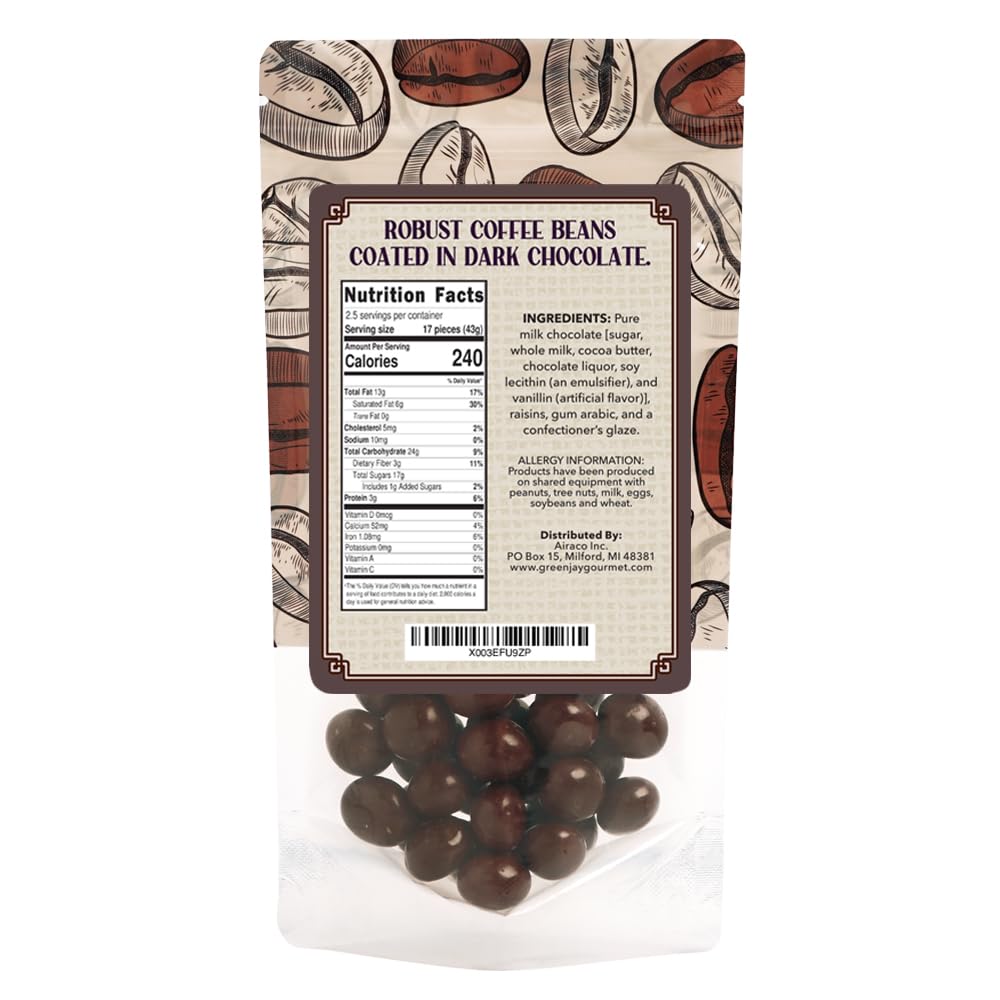 Premium Dark Chocolate Covered Coffee Beans - Handcrafted Gourmet Espresso Beans - Perfect Gift for Chocolate & Coffee Lovers - 8oz Resealable Bag - Ideal for Snacking, Gifting & Office Treats
