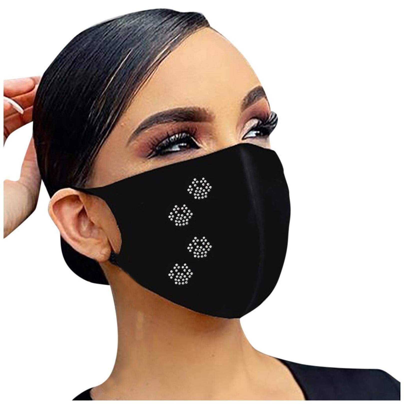 Sparkling Rhinestone Face Mask with Elegant Design - Washable & Reusable Full Face Cover for Women - Perfect for Parties, Halloween, Cosplay & Daily Protection