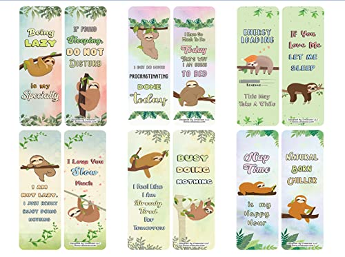 Funny Sloth Quotes Bookmarks (10-sets