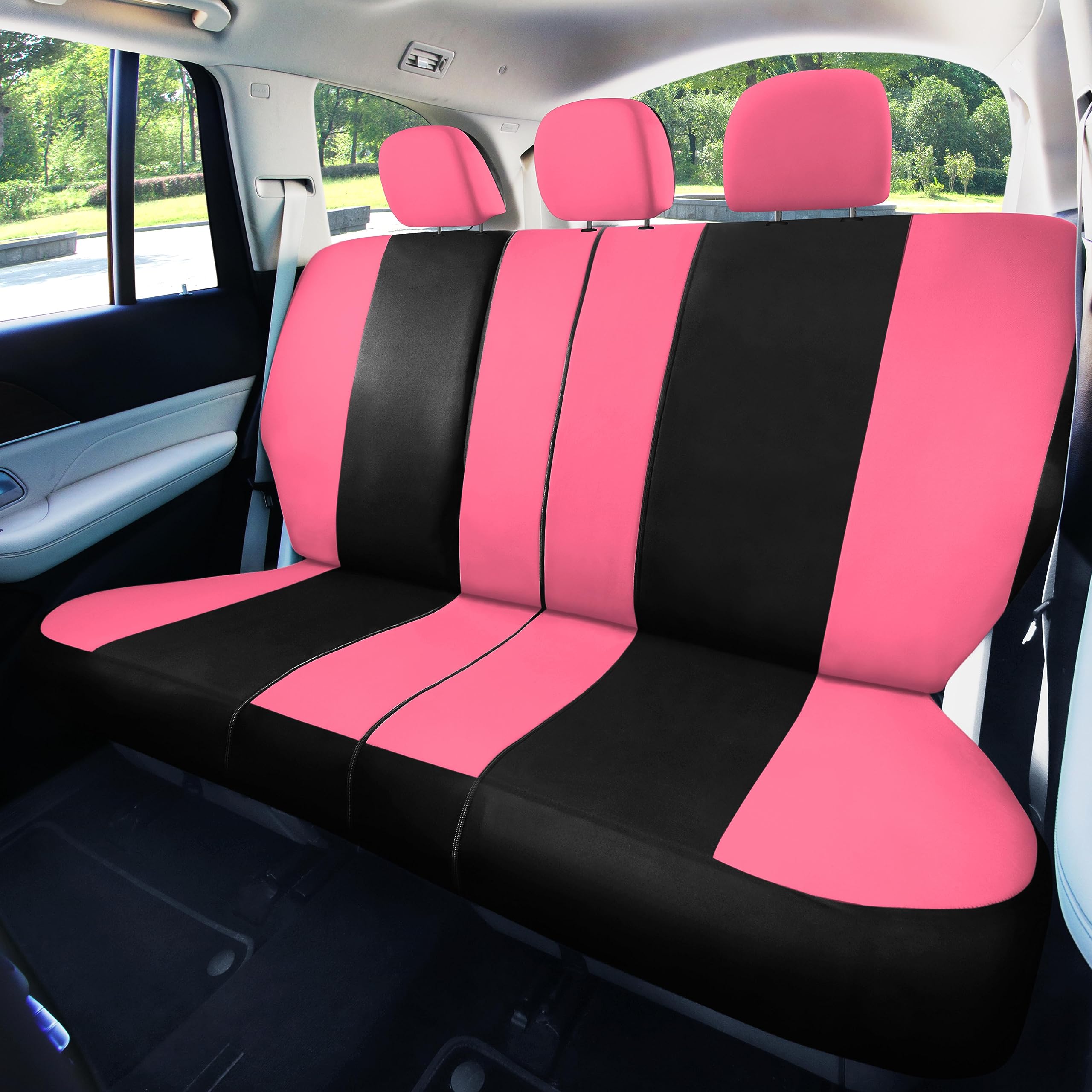 TLH Automotive Seat Covers - Lightweight Breathable Full Set Car Seat Covers, Pink Universal Fit for Cars Trucks & SUVs | Airbag Compatible Split Rear Design | Perfect for Daily Commute, Road Trips & Interior Protection