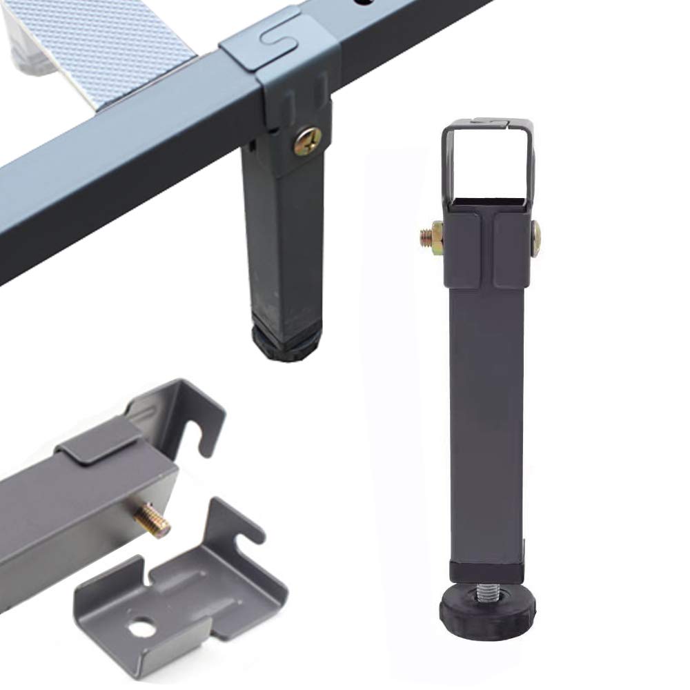 Adjustable Metal Furniture Legs for Beds, Cabinets & Frames - 2 Pack Black Support Feet (7.85