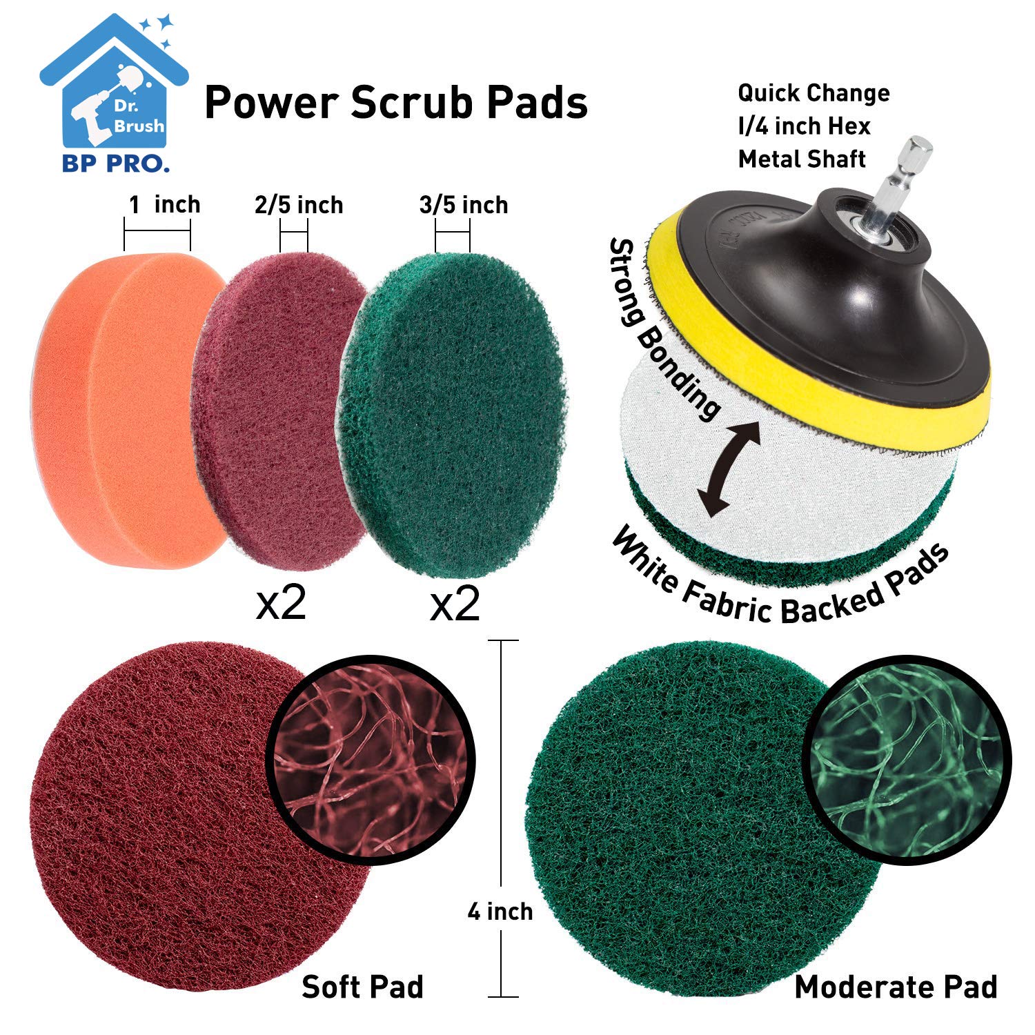 **11-Piece Drill Brush Attachment Set - All-Purpose Scrubber Kit for Bathroom, Toilet, Grout, Floor, Tub, Shower, Tile, Auto & Kitchen Sinks - Deep Cleaning Power Tools for Home & Car**