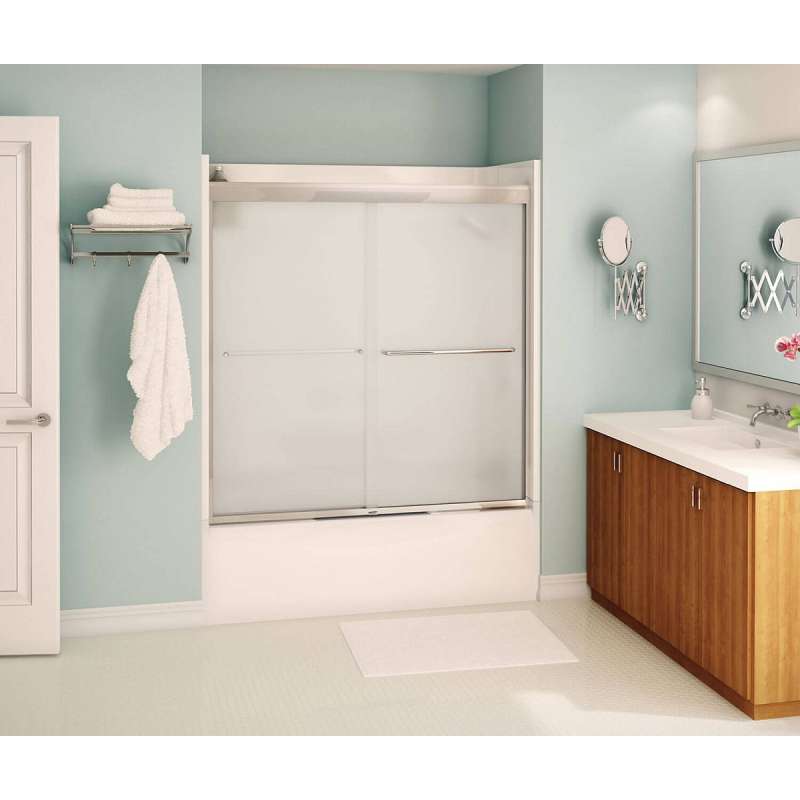 6mm Chrome Semi-Frameless Sliding Shower Door with Mistelite Glass - Fits 55-59