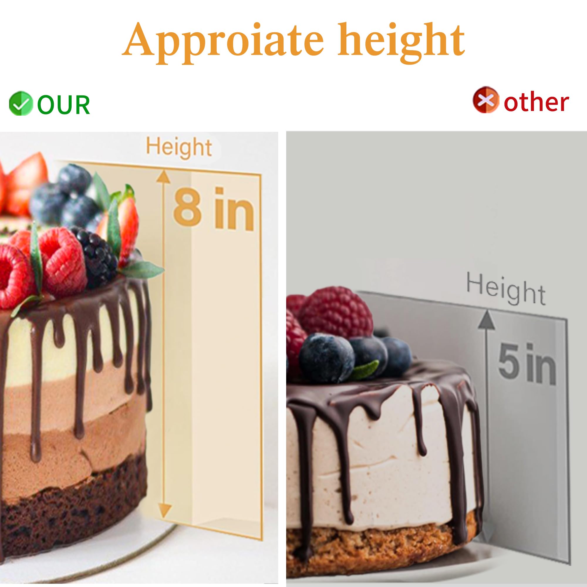 XININSUN 8x8x10 Inch Tiered Cake Boxes with Window & Sturdy Cake Boards - 5 Pack Tall Cake Carrier for Layer Cakes, Wedding, Birthday, and Party Dessert Display