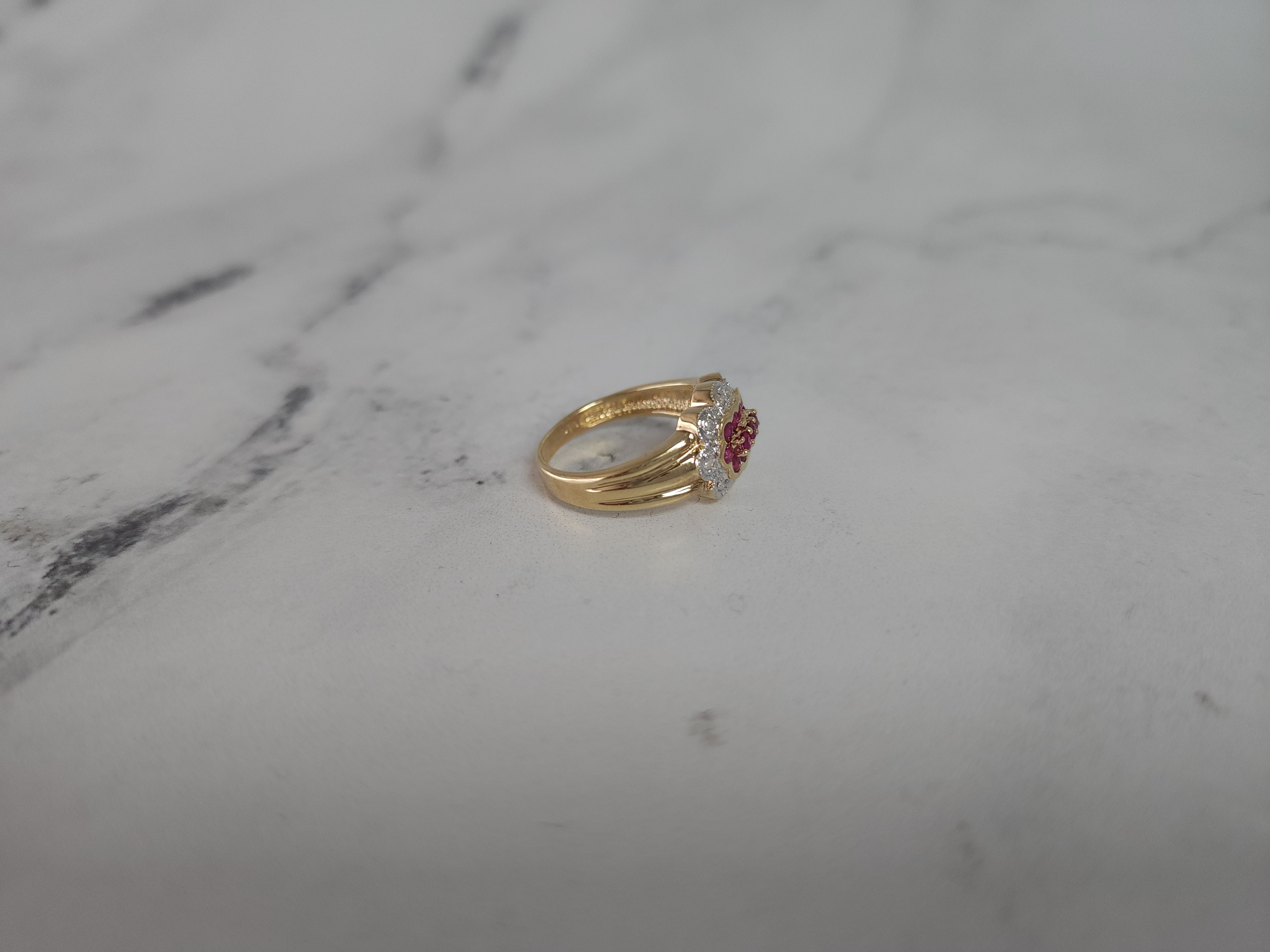 14K Yellow Gold Ruby & Diamond Pave Ring - 0.70cttw Vintage Style Jewelry for Women, Perfect for Anniversary Gifts, Valentine's Day & Special Occasions