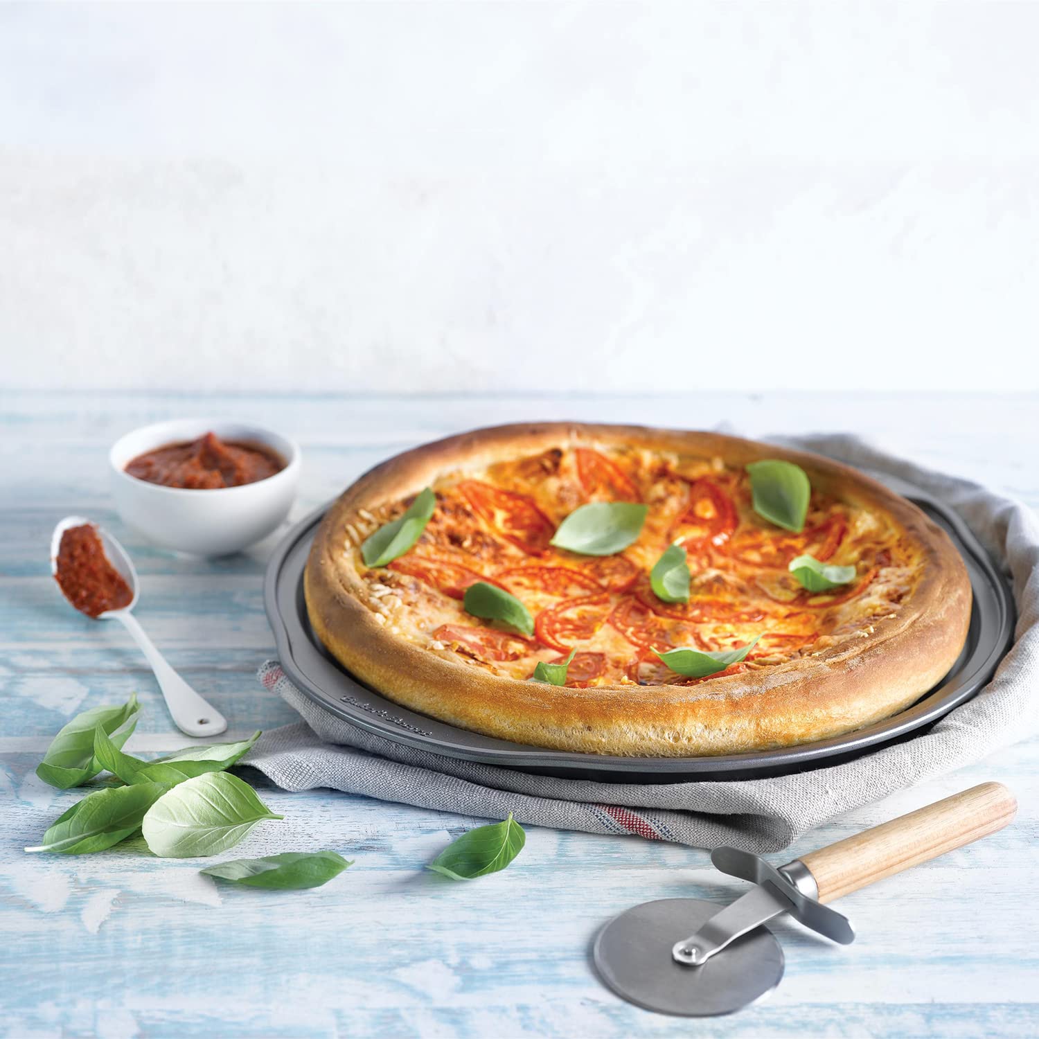 Baker's Secret 14-Inch Non-Stick Pizza Pan for Oven - Carbon Steel Baking Pan with Food-Grade Coating, Dishwasher Safe & Easy Release - Perfect for Homemade Pizza, Bread, Cookies & More | Classic Collection