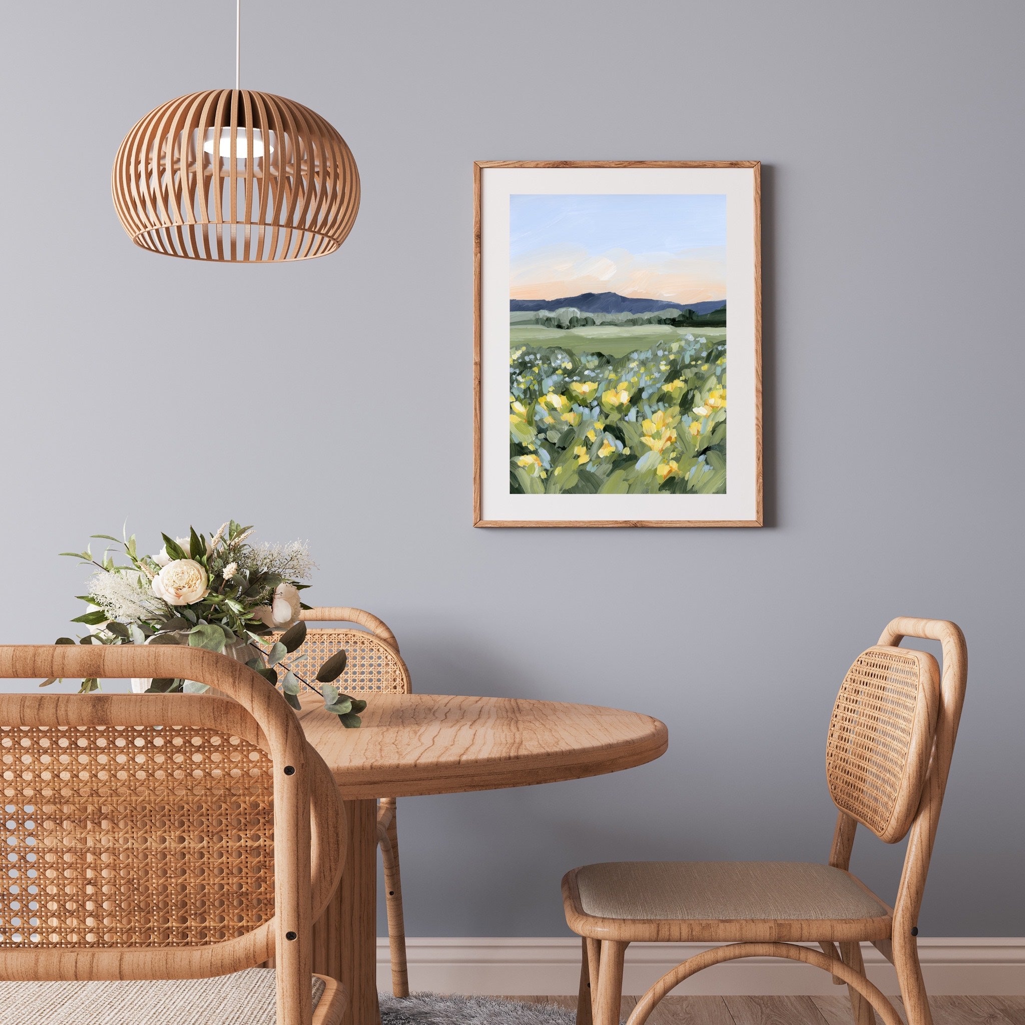 Yellow Fields Art Print - Vibrant Landscape Wall Decor for Living Room, Bedroom & Office | Modern Farmhouse Aesthetic