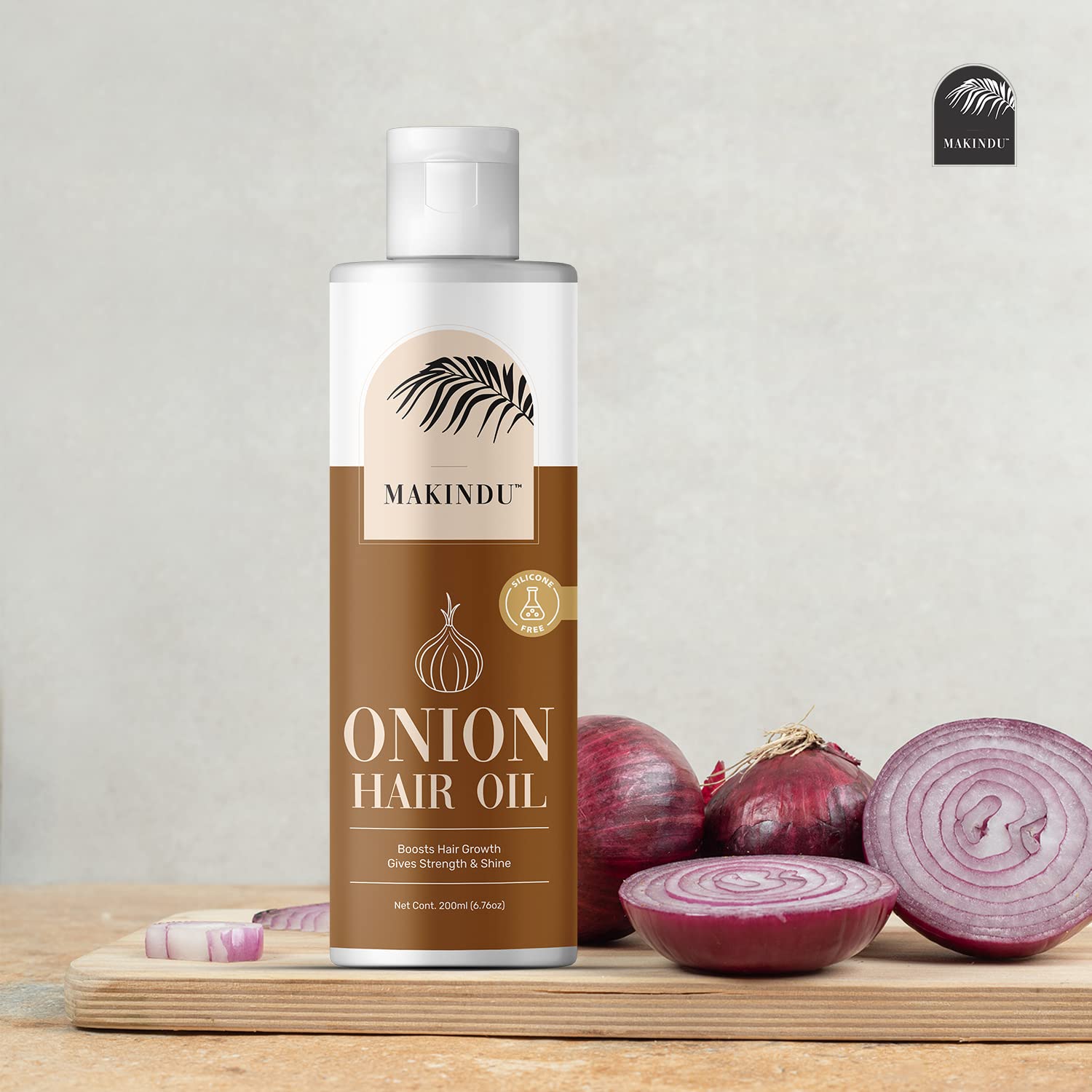 MAKINDU COSMETICS Onion Hair Oil for Hair Growth & Hair Fall Control - 200ml | Natural Onion Extract for Thicker, Stronger Hair | Perfect for Daily Scalp Massage & Night Treatment