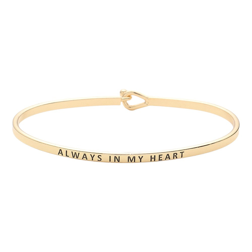 Always in My Heart Thin Metal Hook Bracelet - Dainty Adjustable Charm Bracelet for Women, Minimalist Jewelry Gift for Her - Perfect for Everyday Wear, Date Nights & Special Occasions