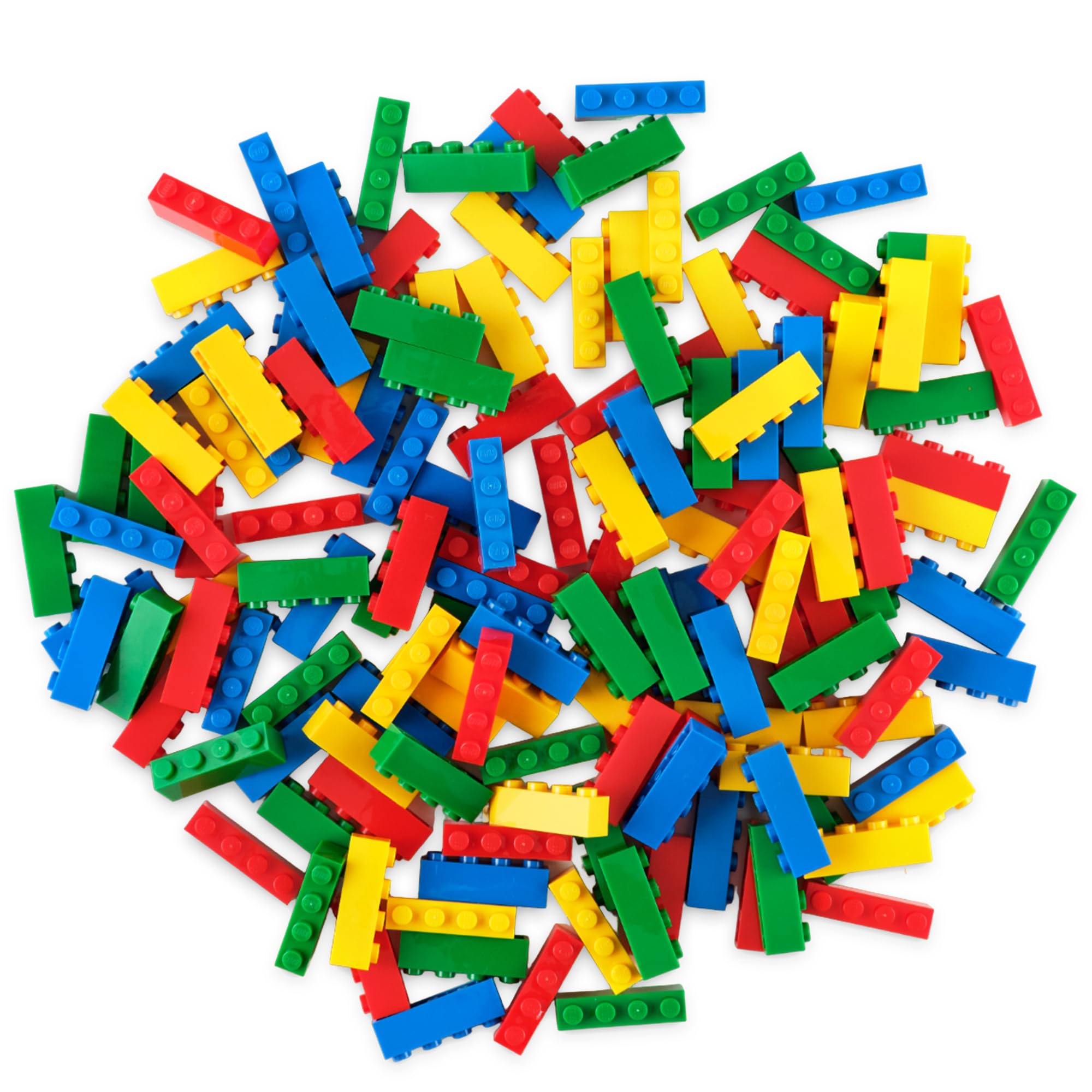 Strictly Briks Lego-Compatible Building Blocks Starter Kit - 144 Pieces in Blue, Green, Red & Yellow (1x4 Inches) | Creative Construction Toy for Kids Ages 3+ | Perfect for STEM Learning, Birthday Gifts & Family Playtime
