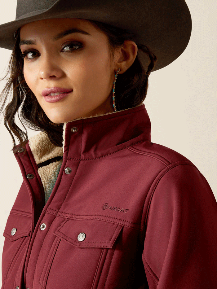 Ariat Women's Berber Back Softshell Jacket - Tawny Port | Windproof & Water-Resistant Winter Coat for Outdoor Activities, Hiking & Horseback Riding