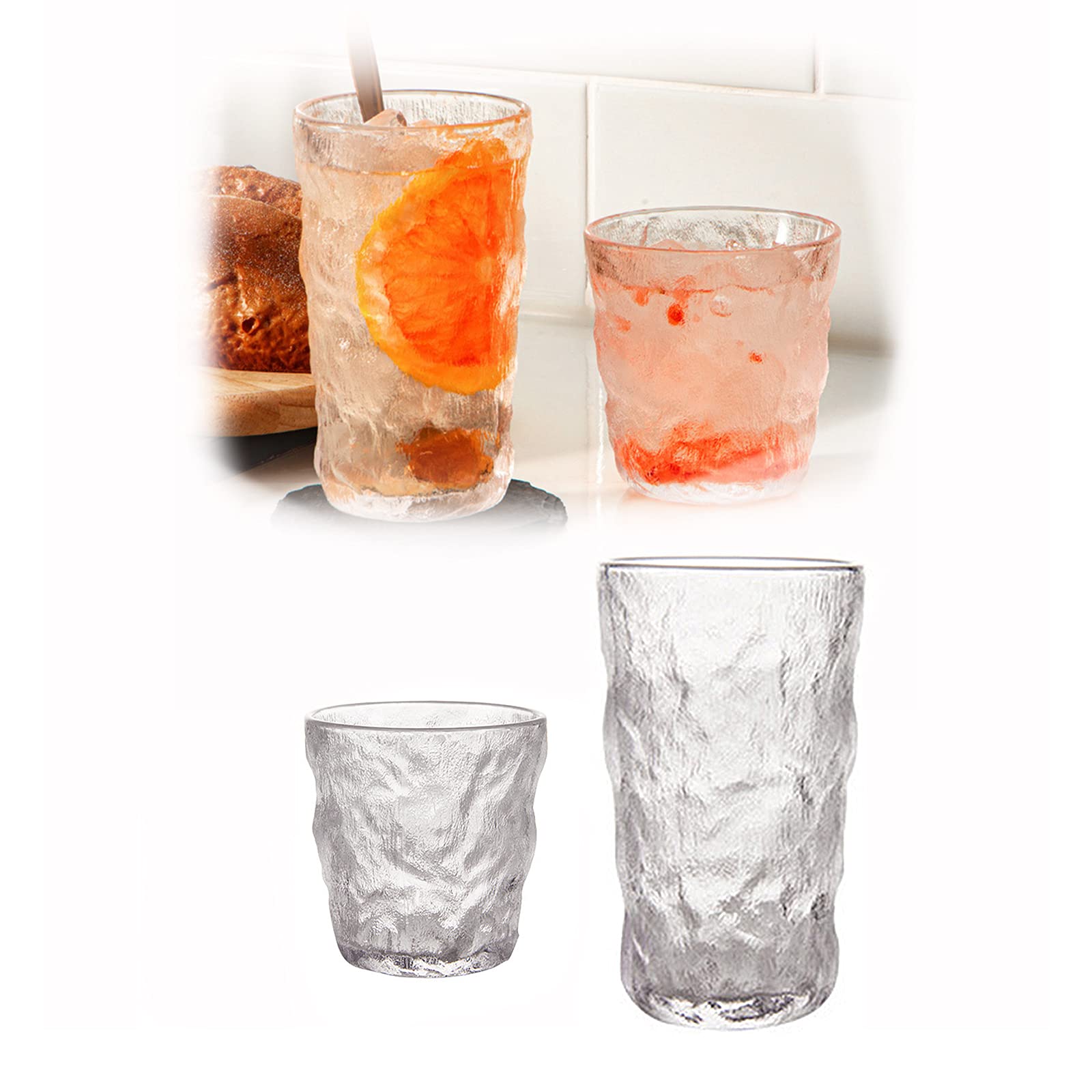 2-Pack Clear Glass Tumblers - 13.5oz & 10oz Drinking Glasses for Tea, Coffee, Juice - Perfect for Home, Office or Cafe Use