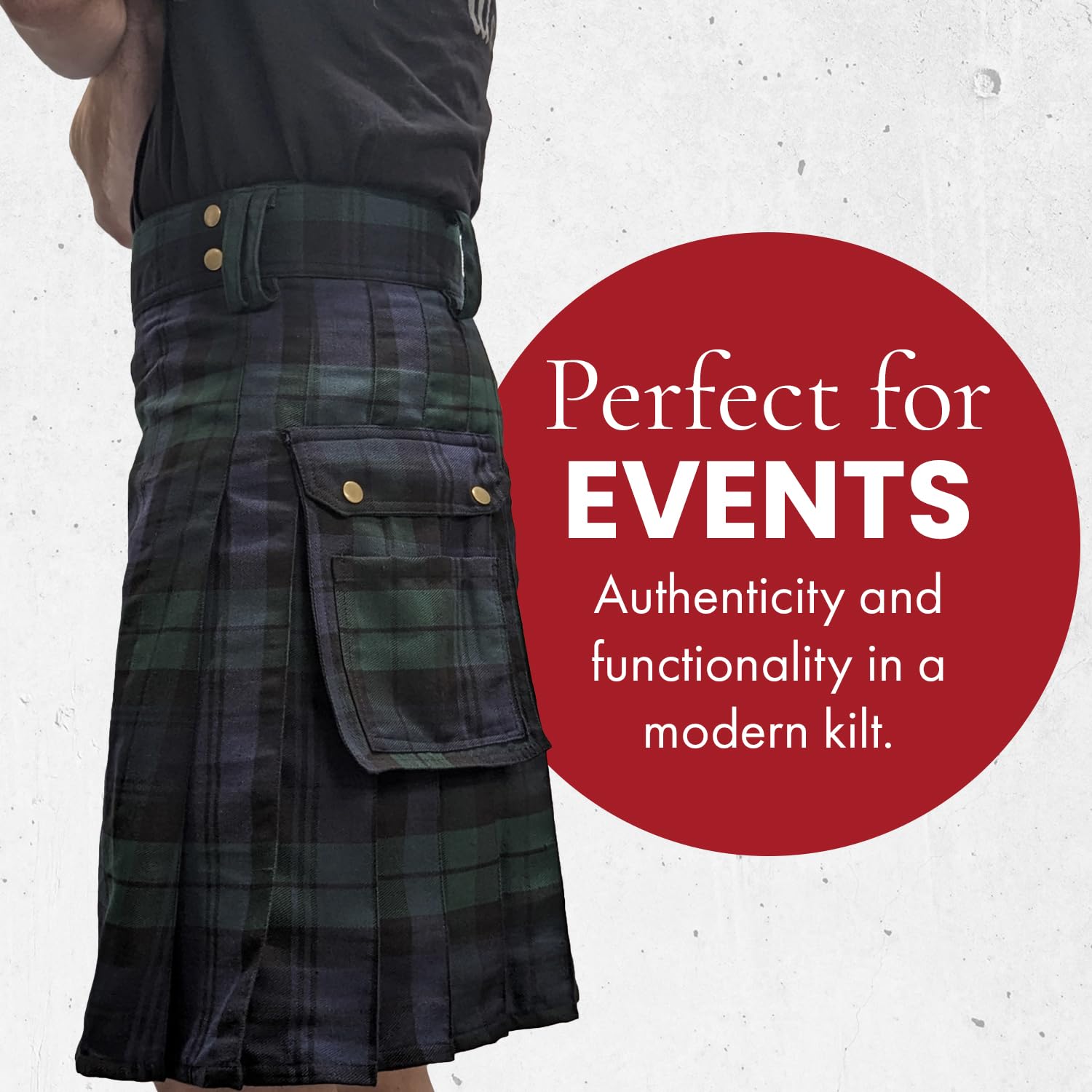 UT Kilts Men's Standard Tartan Utility Kilt - Adjustable Hip Straps | Modern Scottish Tactical Kilt for Everyday Wear | Perfect for Highland Games, Renaissance Fairs & Casual Outfits