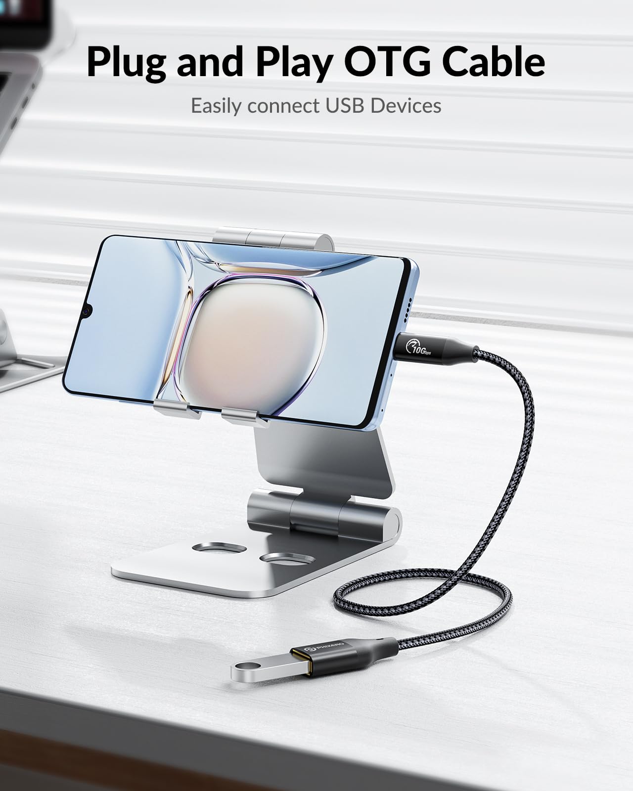 PHIXERO 10Gbps USB C to USB 3.1 Gen 2 Adapter (3.3ft) - USB-C Male to USB-A Female Converter - Type C to USB OTG Cable - Compatible with MacBook Pro/Air, iPad Pro, Samsung Galaxy - Perfect for Data Transfer, Charging & External Storage Connection