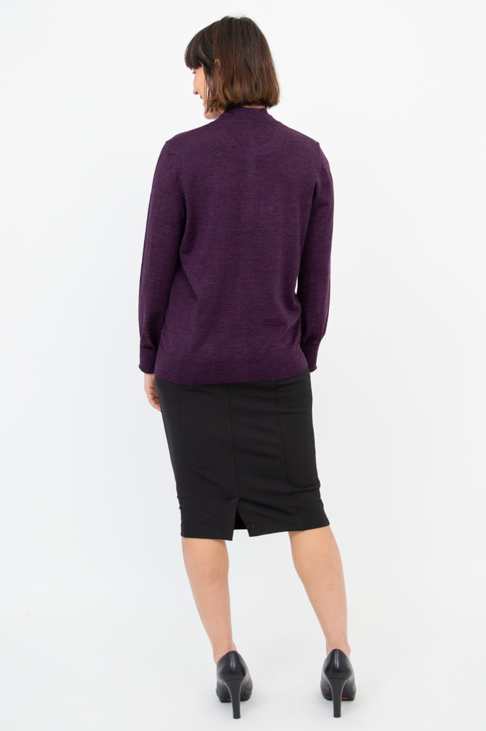 Soft Merino Wool Kitten Cardigan in Plum - Cozy & Stylish Sweater for Women - Perfect for Fall & Winter Outfits