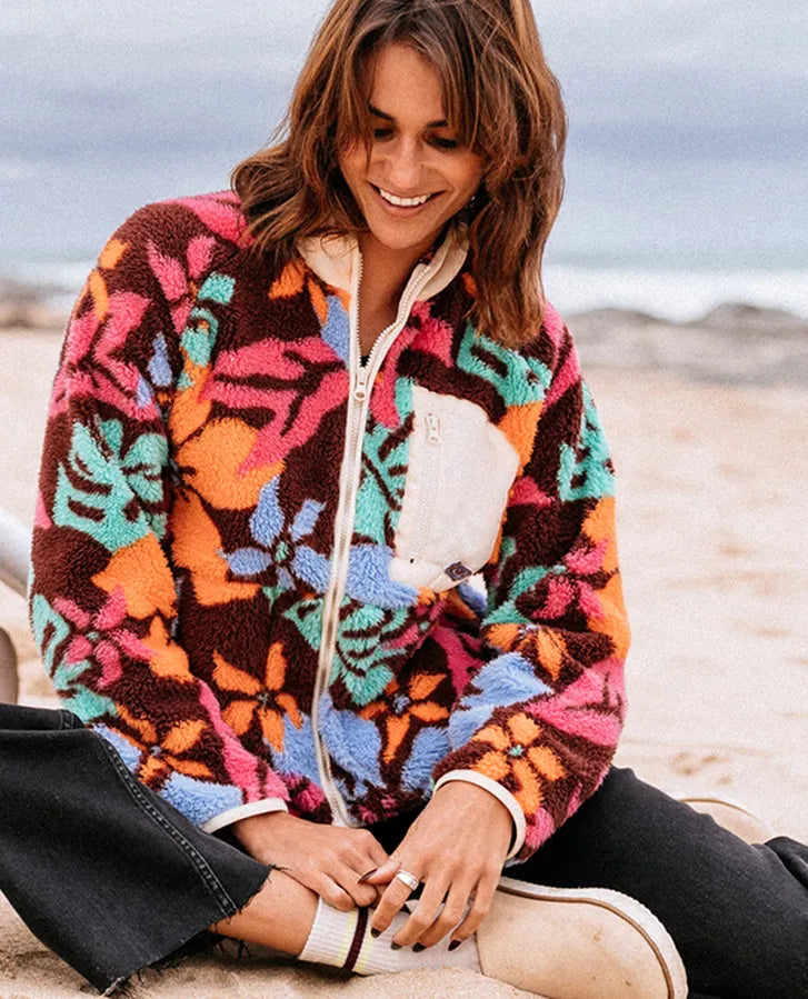 Ripcurl Women's Sun to Sea Polar Fleece Jacket - Warm & Water-Resistant Winter Outerwear for Surfing, Hiking & Outdoor Adventures