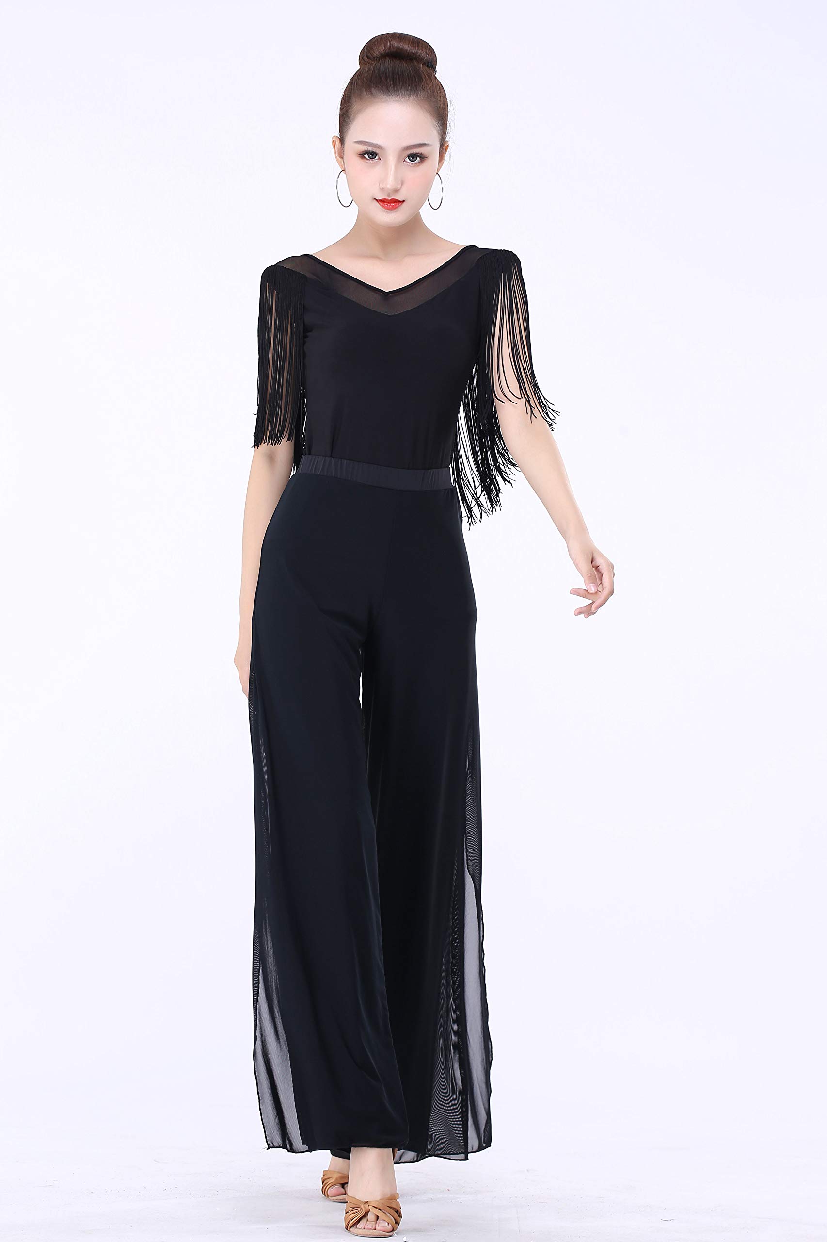 Women's Latin Ballroom Salsa Tango Dance Pants - Professional Practice & Performance Wear for Competition, Social Dancing & Dance Classes